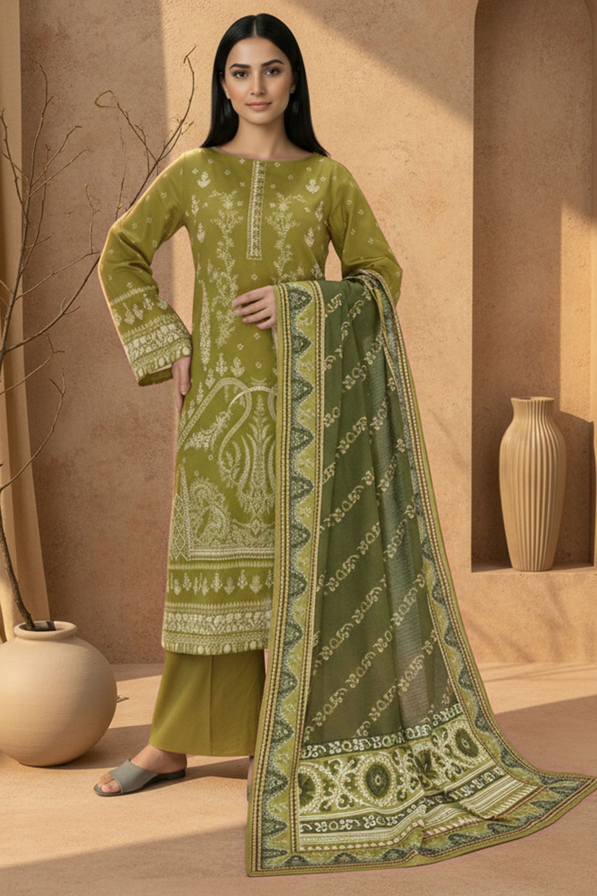 5781-MEHRA DIGITAL PRINTED KHADDAR STITCHED