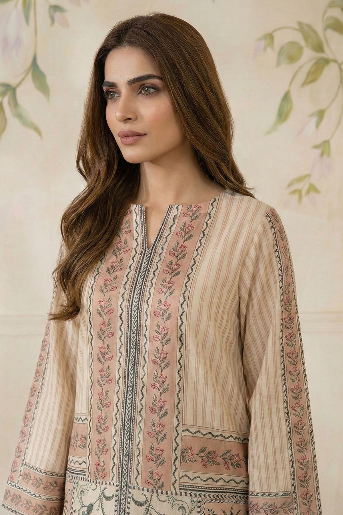 5785-ASMIRA DIGITAL PRINTED RAW SILK STITCHED