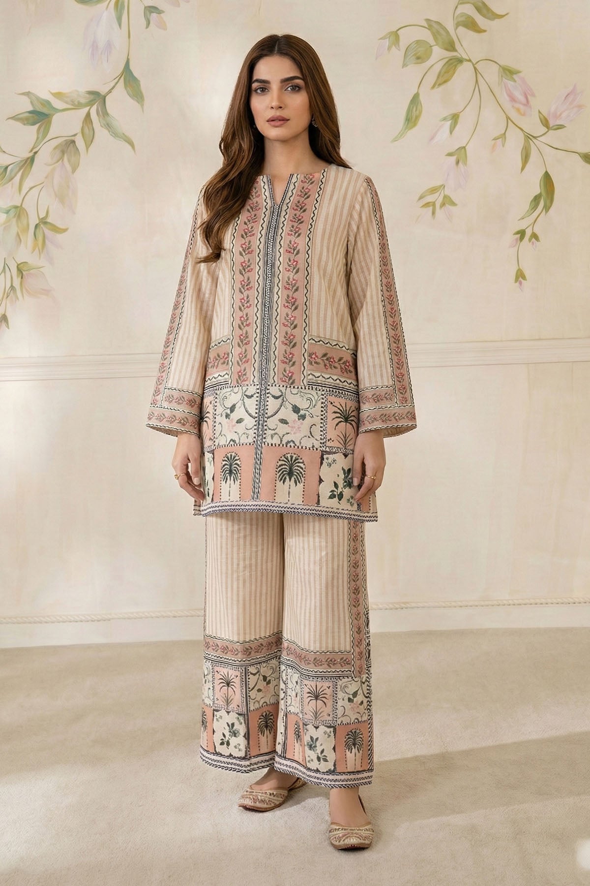 5785-ASMIRA DIGITAL PRINTED RAW SILK STITCHED