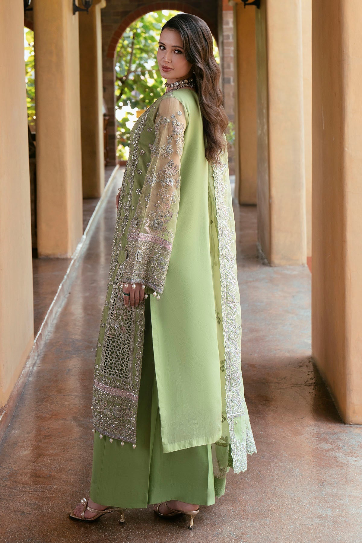 5805-PETALO EMBROIDERED ORGANZA STITCHED
