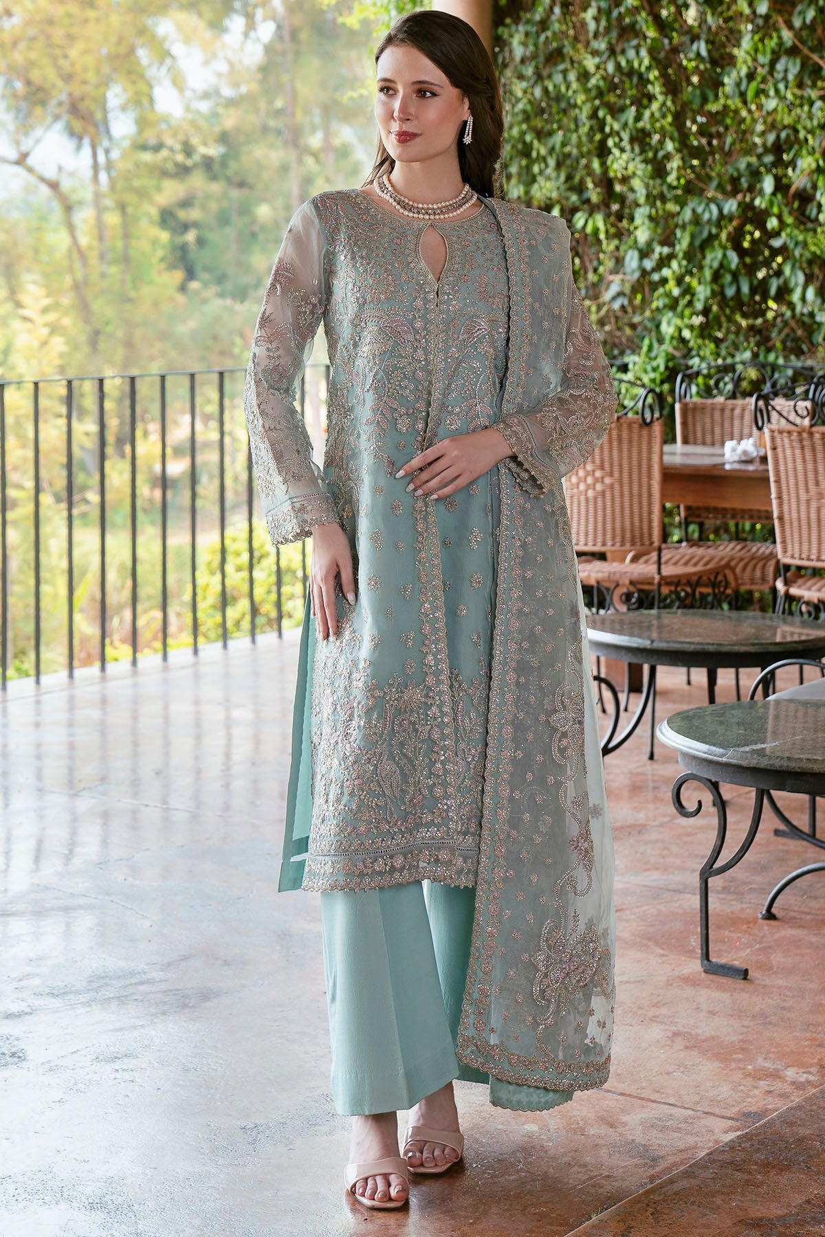 5806-STELO EMBROIDERED ORGANZA STITCHED