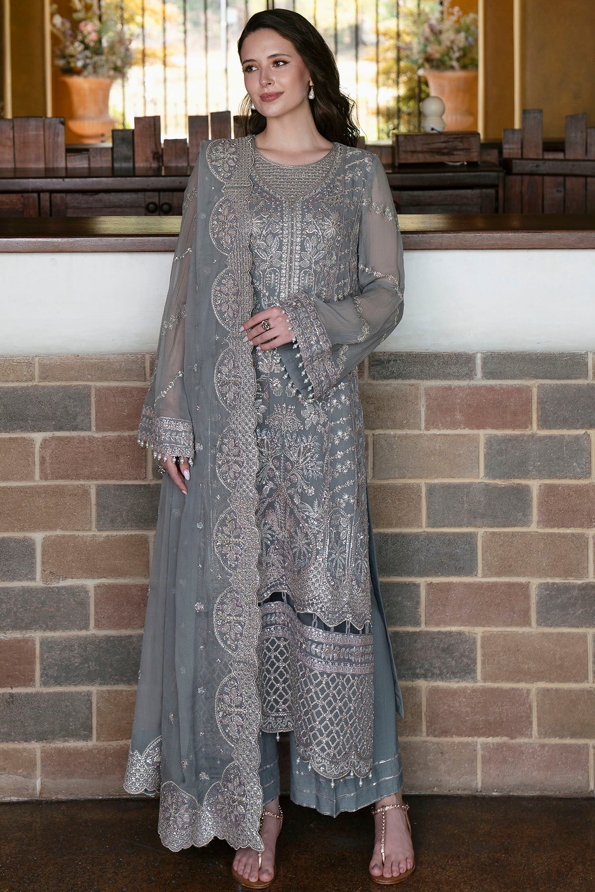 5808-LAVANDA EMBROIDERED CRINKLE CHIFFON UNSTITCHED