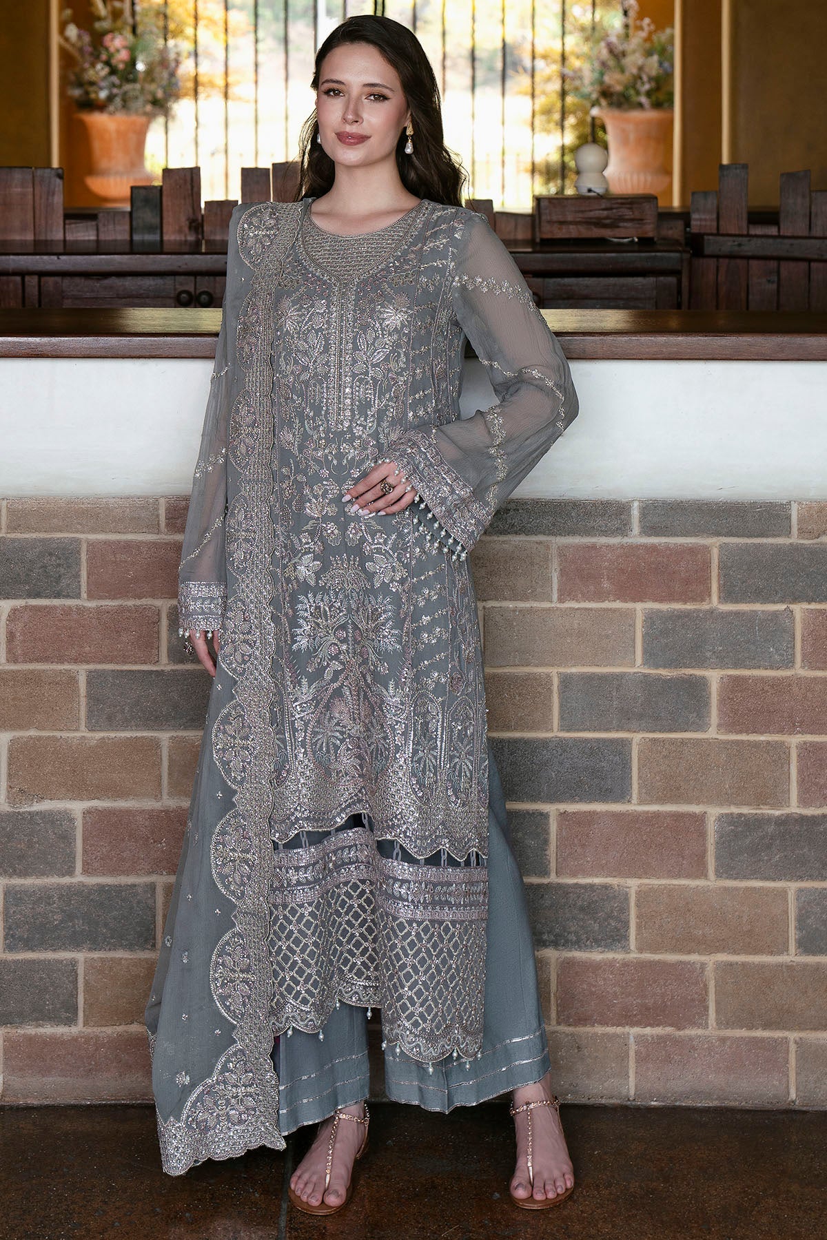 5808-LAVANDA EMBROIDERED CRINKLE CHIFFON UNSTITCHED