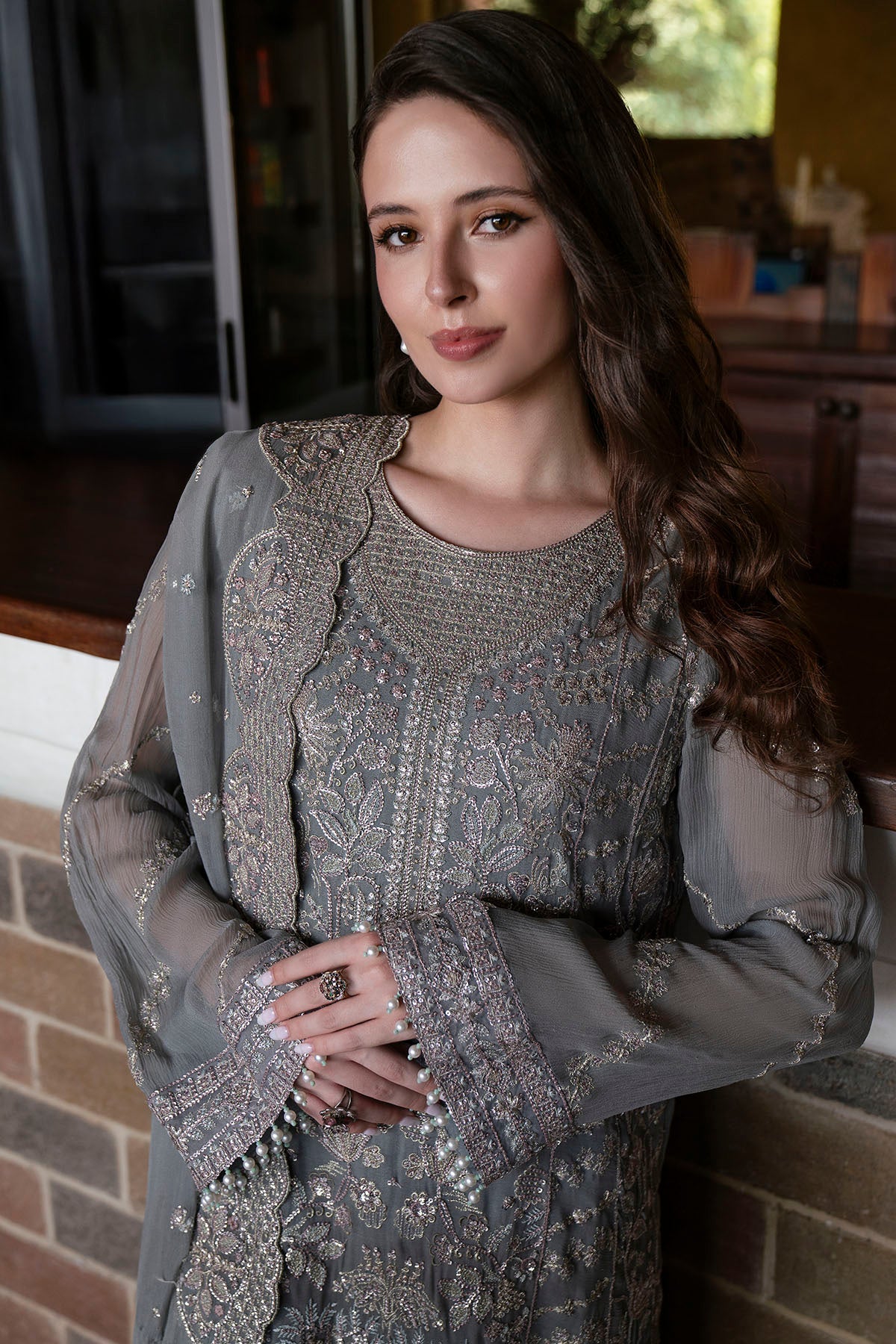 5808-LAVANDA EMBROIDERED CRINKLE CHIFFON UNSTITCHED