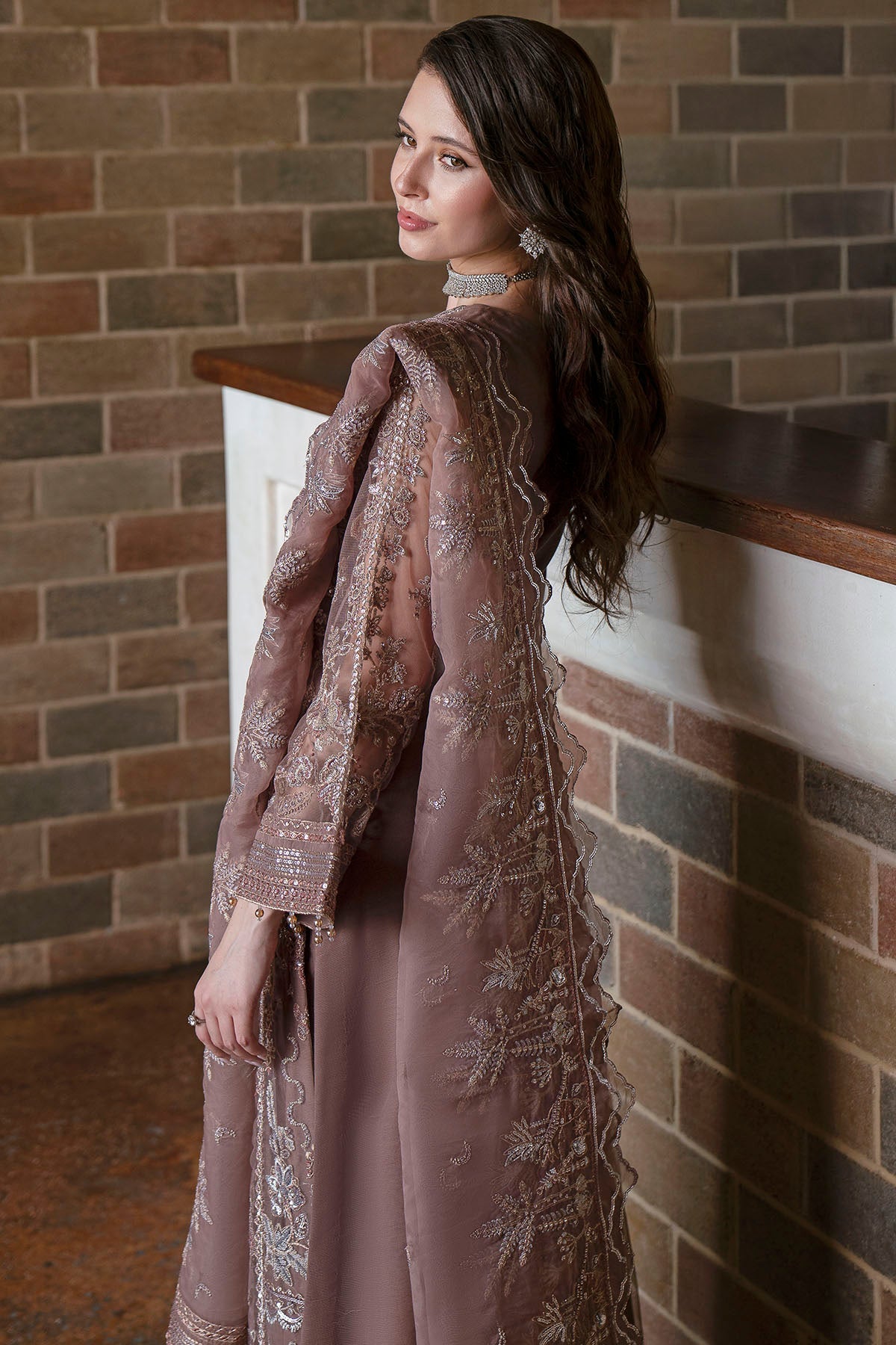 5809-MARGHERITA EMBROIDERED SILK NET STITCHED