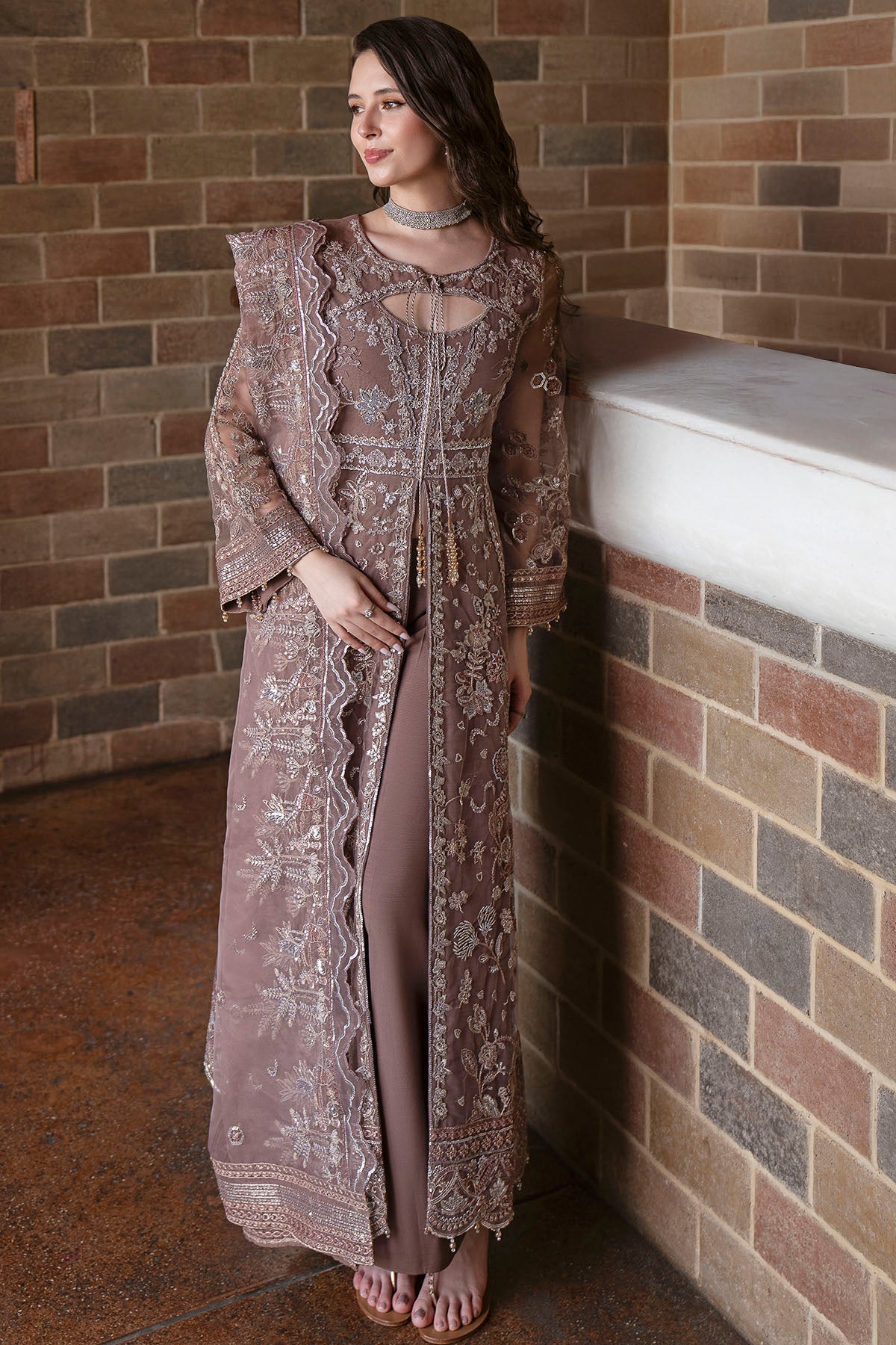 5809-MARGHERITA EMBROIDERED SILK NET STITCHED