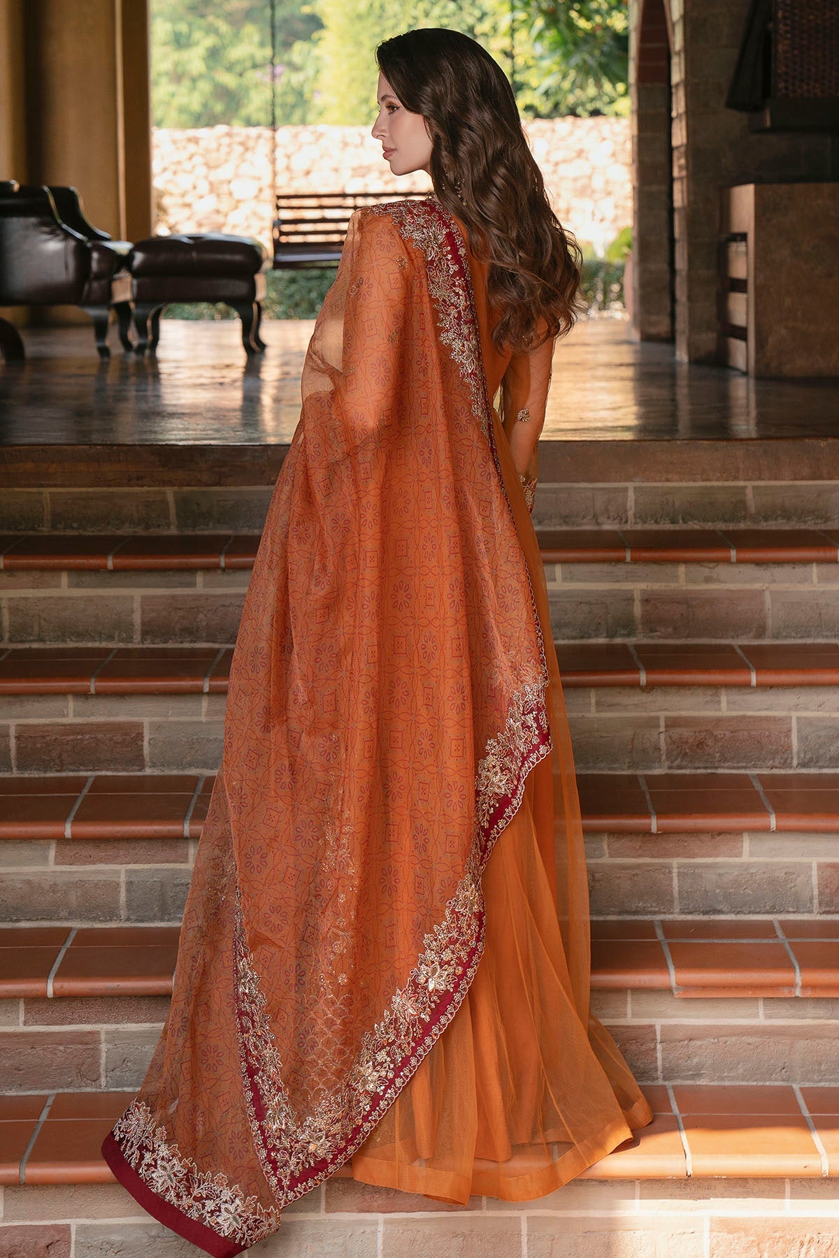 5811-GIRASOLE EMBROIDERED SILK NET STITCHED