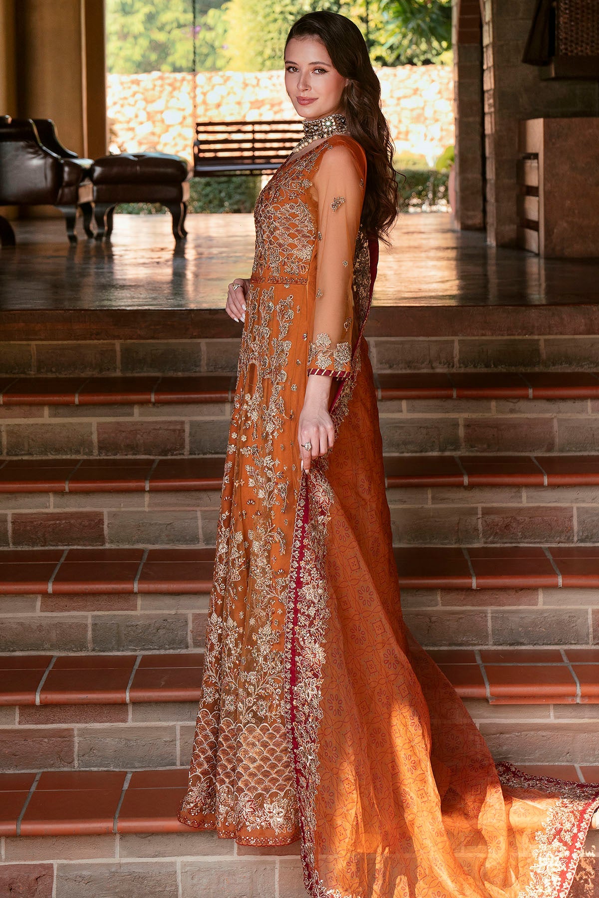 5811-GIRASOLE EMBROIDERED SILK NET STITCHED