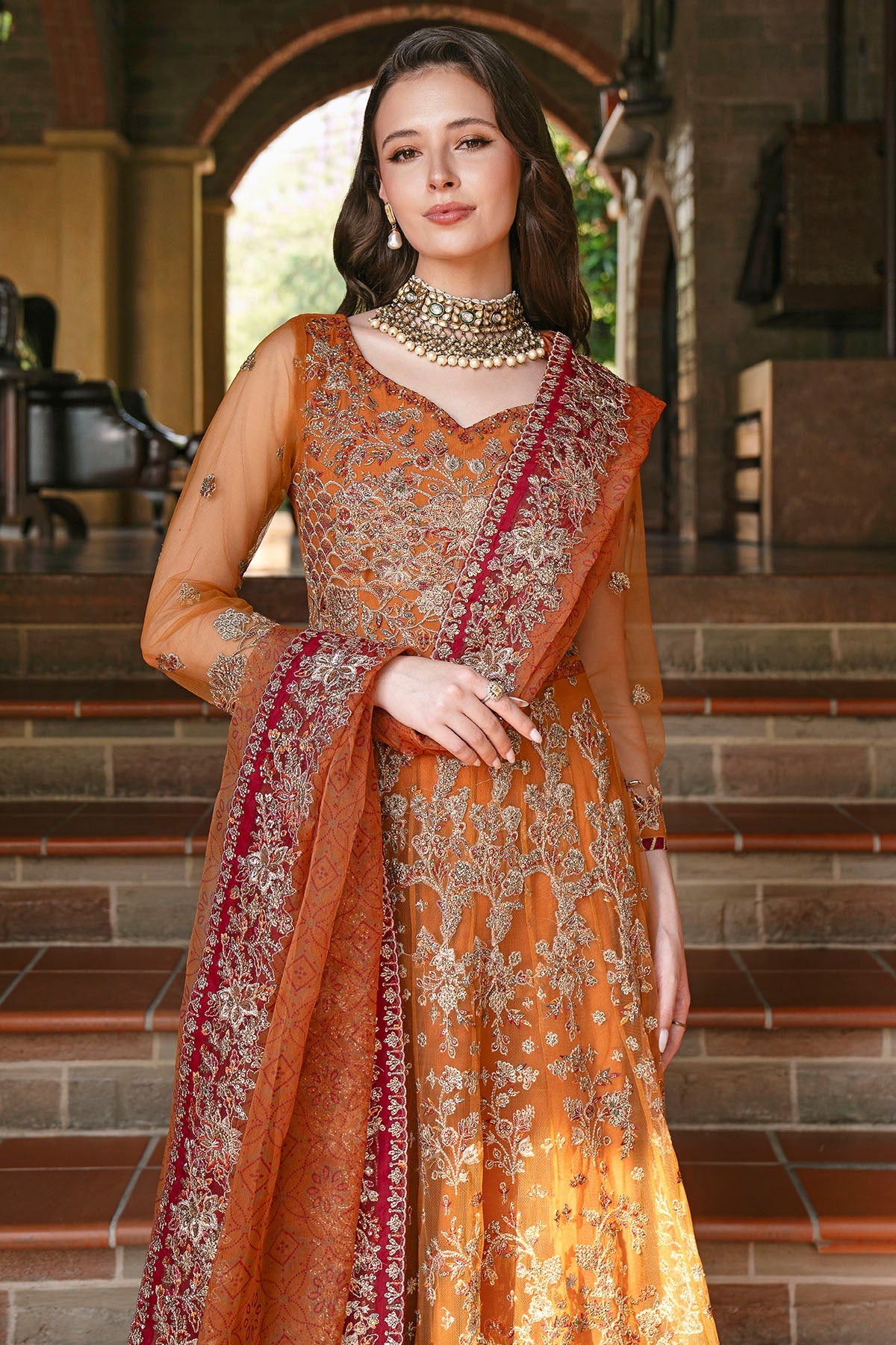 5811-GIRASOLE EMBROIDERED SILK NET UNSTITCHED