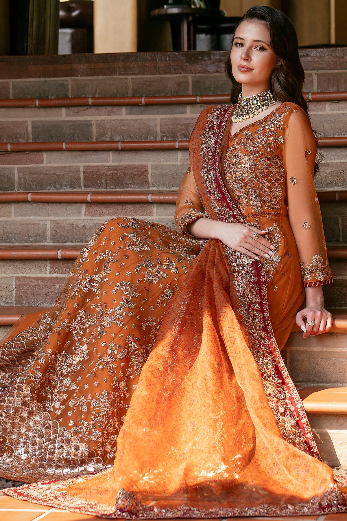 5811-GIRASOLE EMBROIDERED SILK NET UNSTITCHED