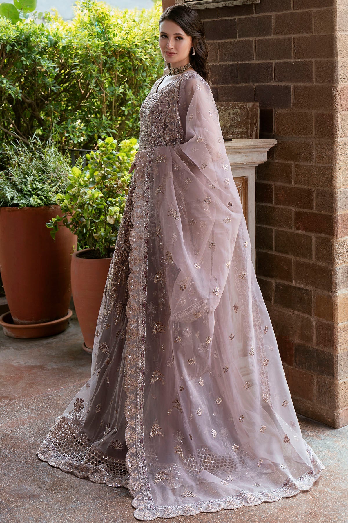 5812-ORCHID EMBROIDERED SILK NET UNSTITCHED