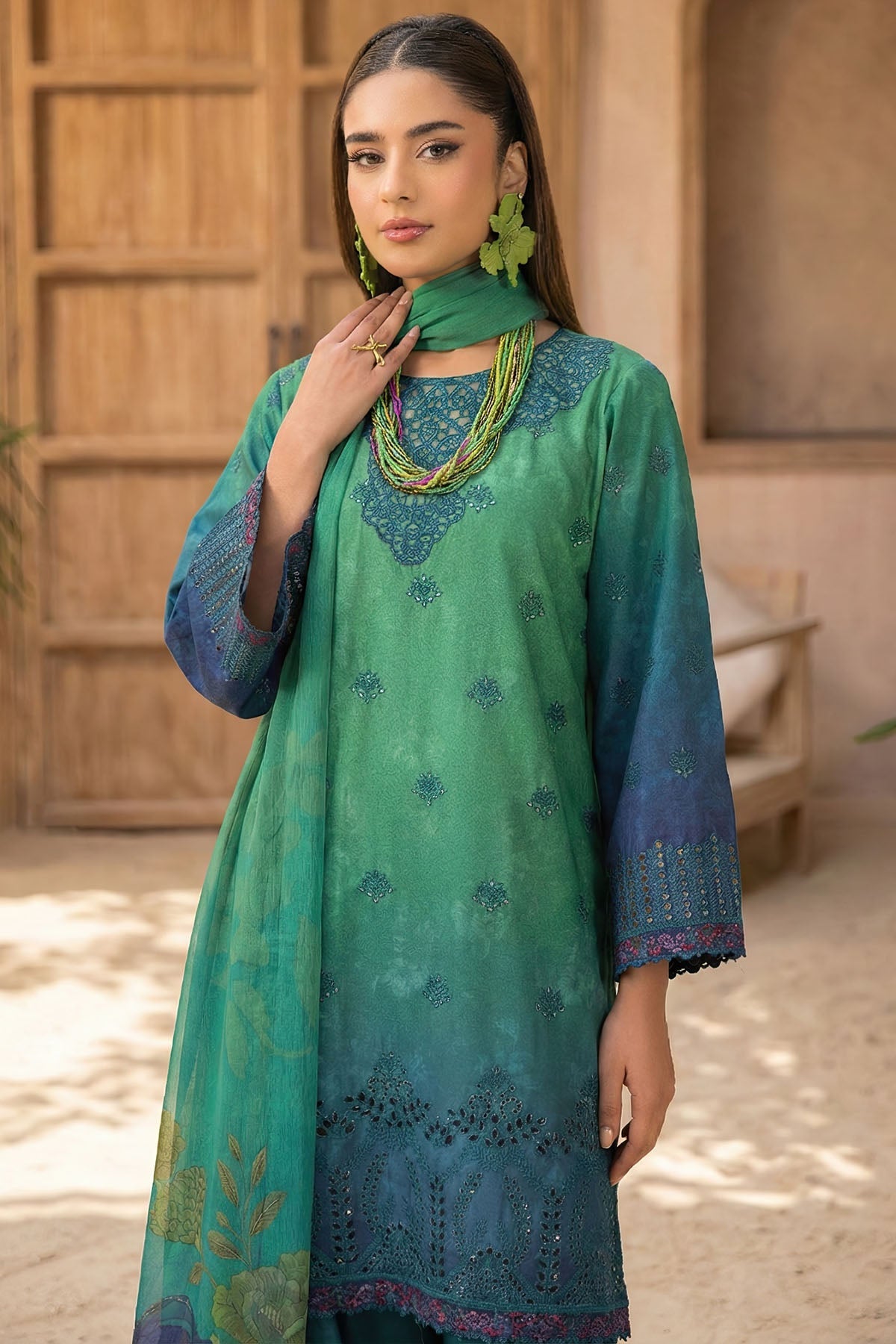 5819-NIRVANA EMBROIDERED LAWN STITCHED