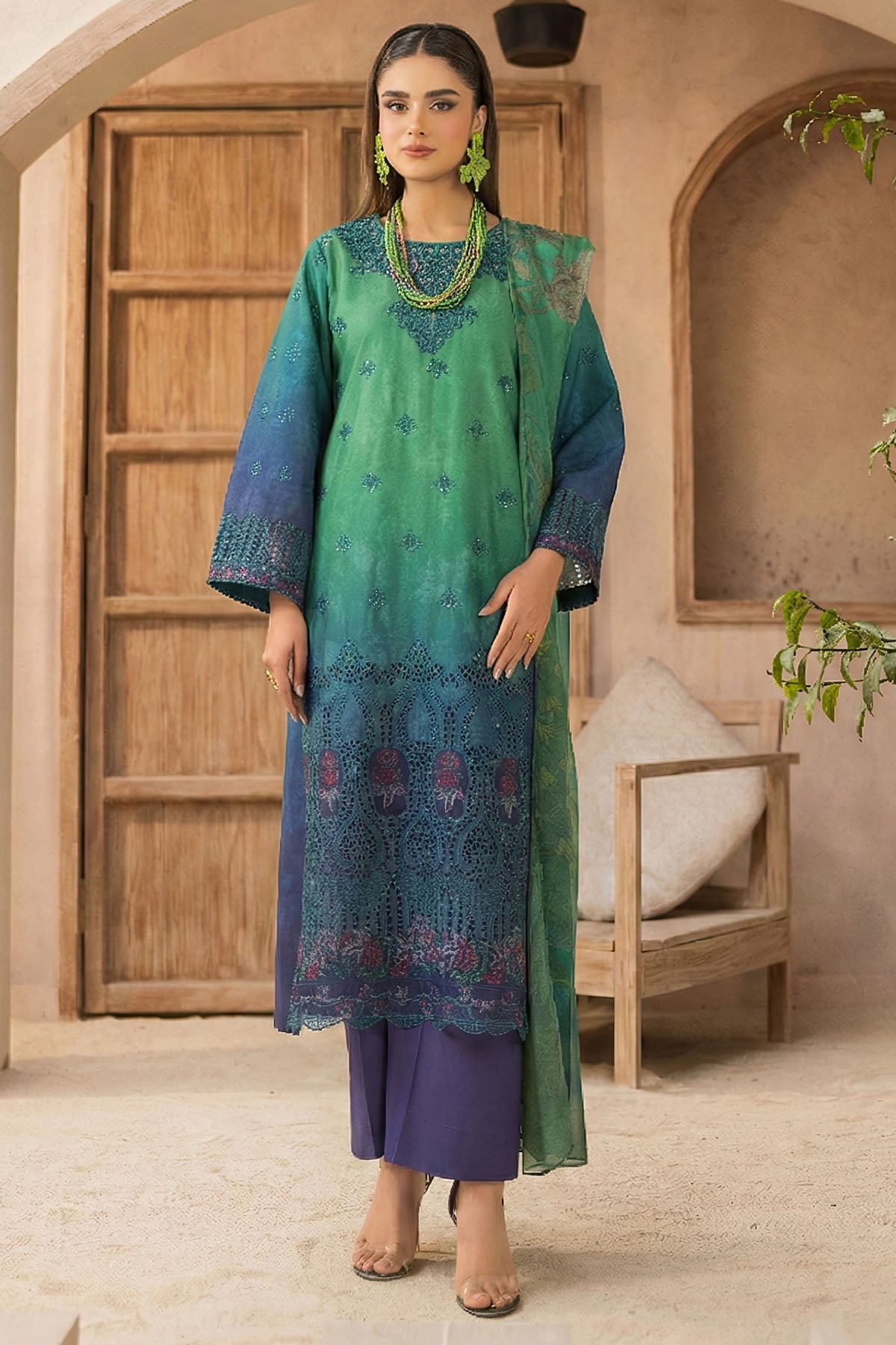 5819-NIRVANA EMBROIDERED LAWN STITCHED