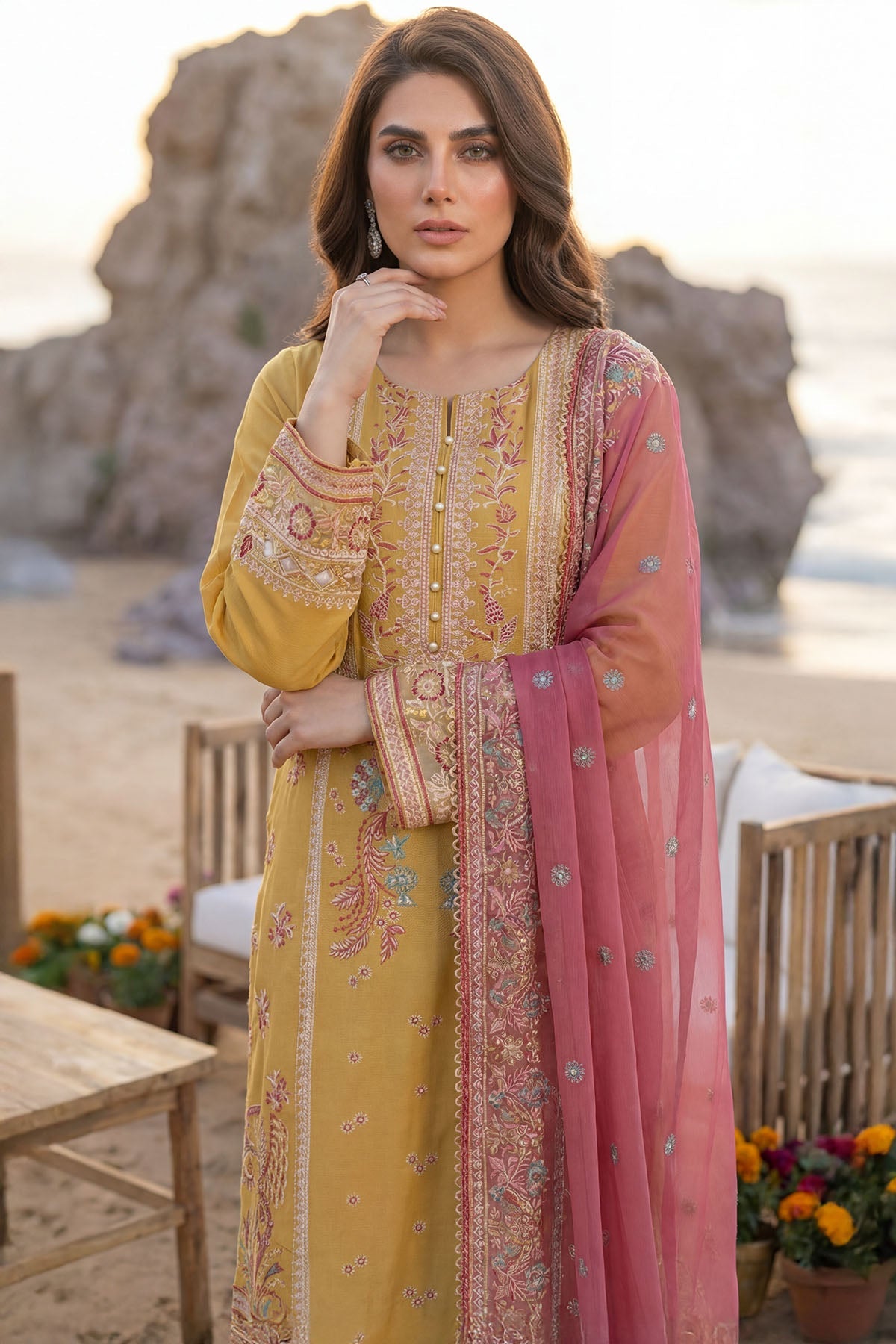 5847-QUILL EMBROIDERED LAWN UNSTITCHED