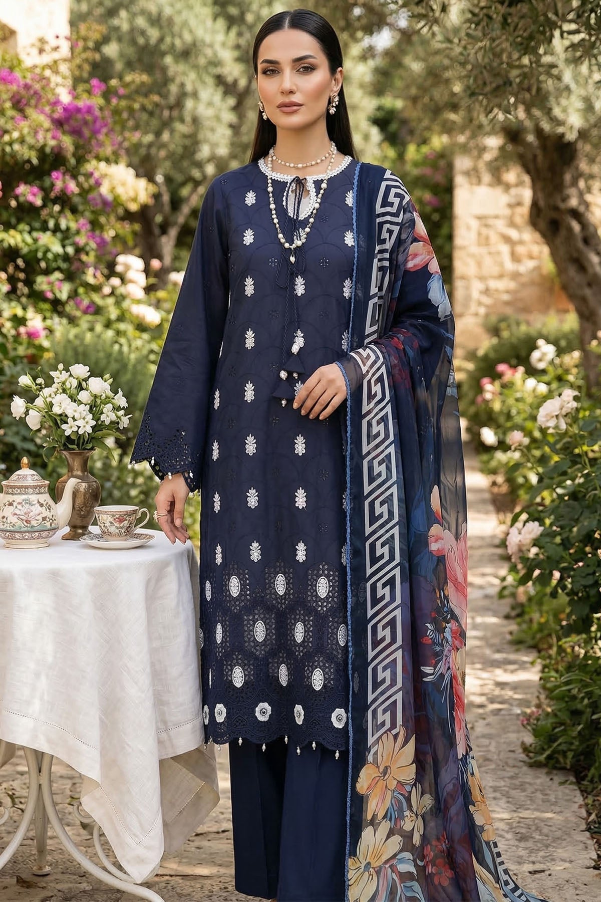 5874-RUBY EMBROIDERED LAWN UNSTITCHED