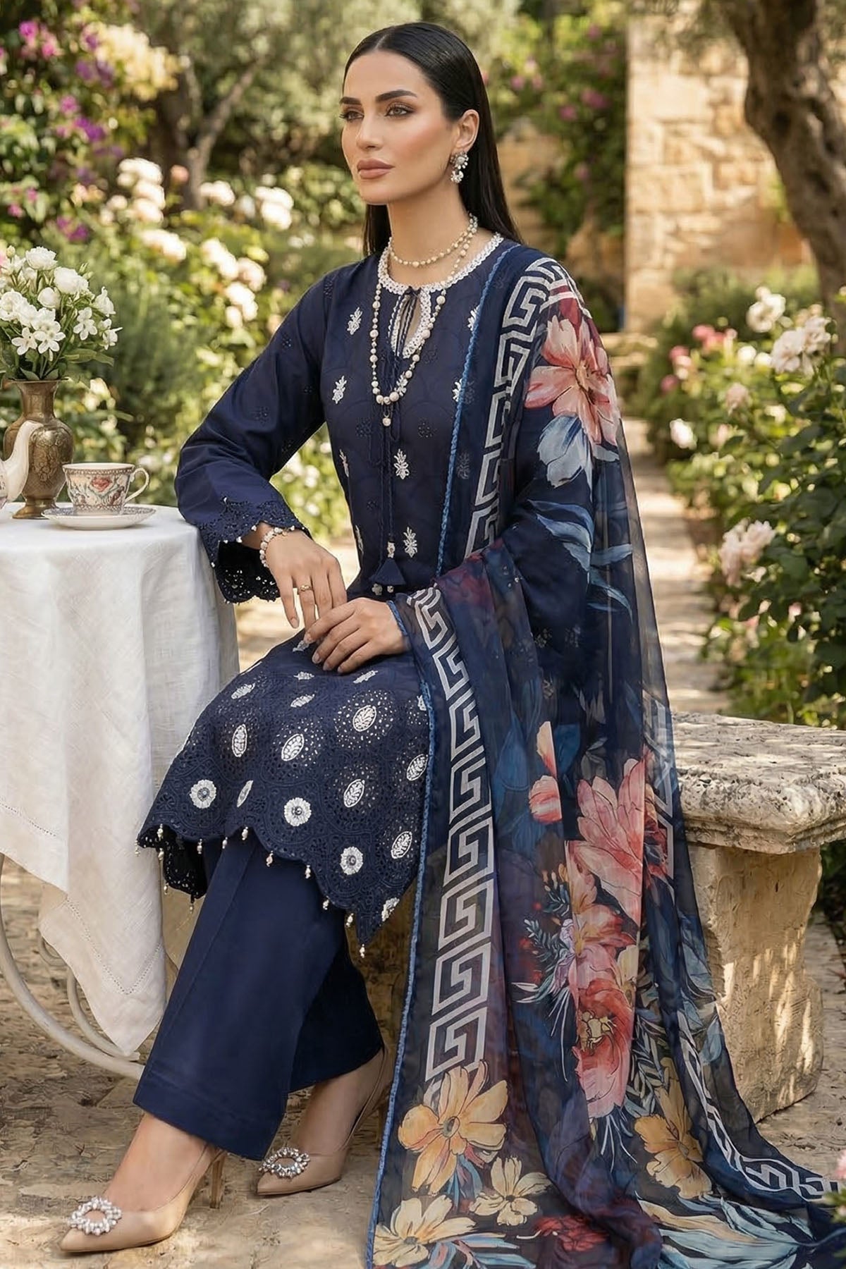 5874-RUBY EMBROIDERED LAWN UNSTITCHED