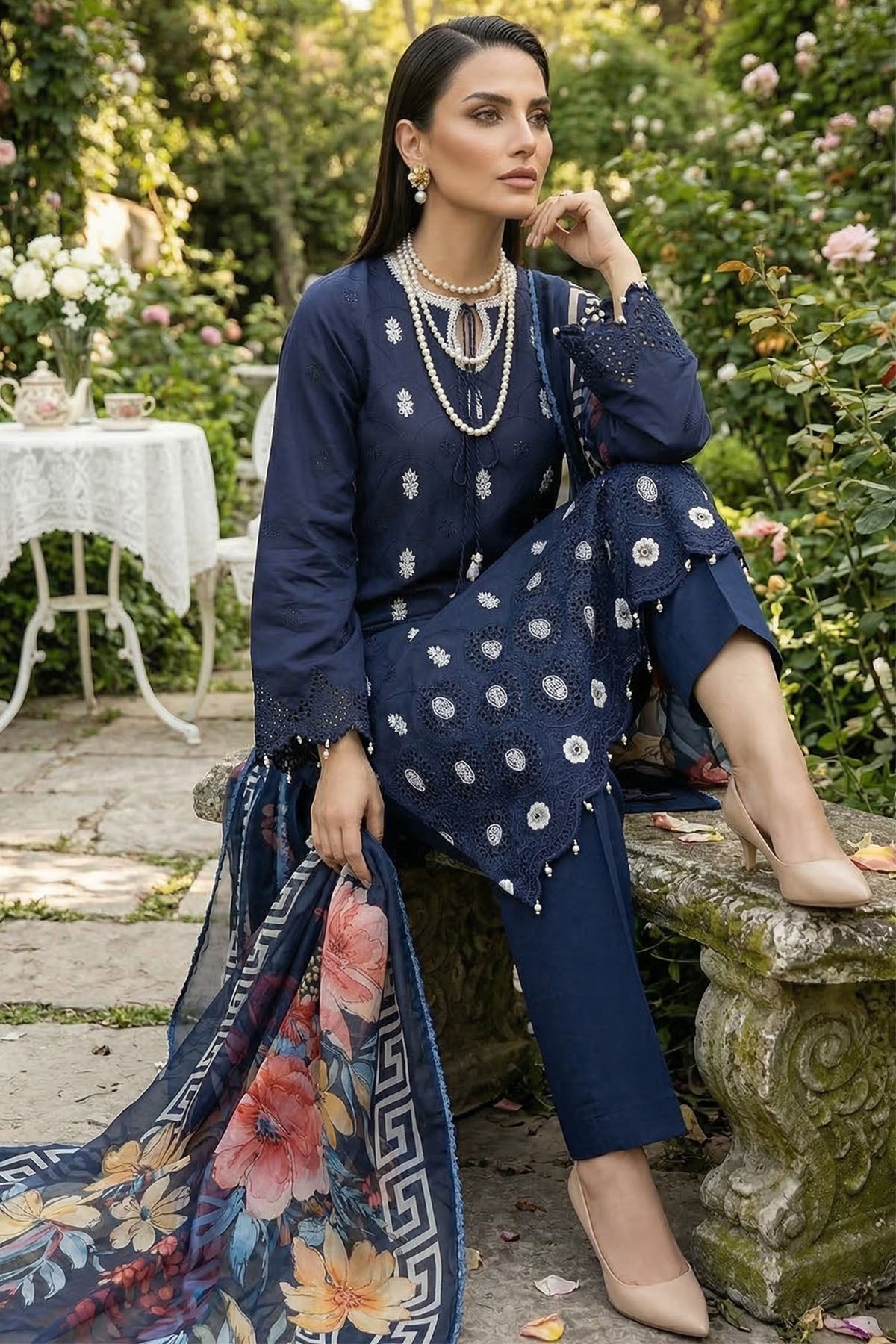 5874-RUBY EMBROIDERED LAWN UNSTITCHED