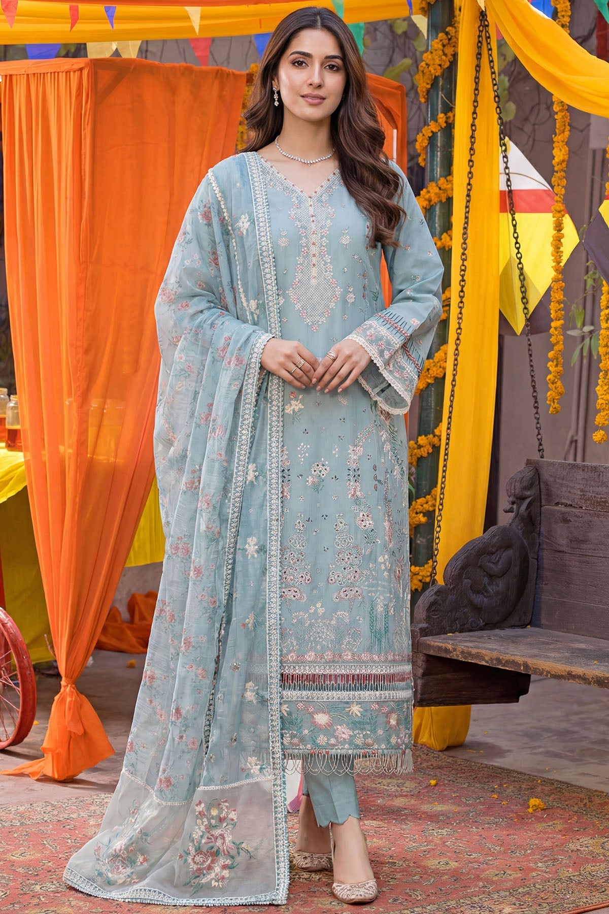 5918-ADELIA EMBROIDERED LAWN STITCHED