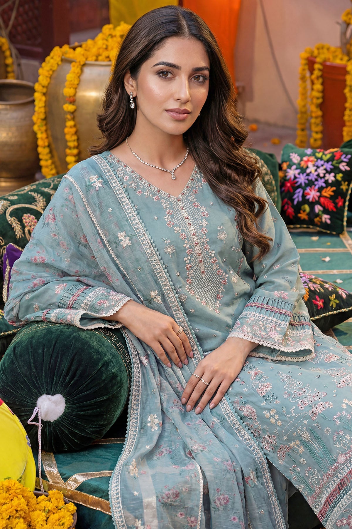 5918-ADELIA EMBROIDERED LAWN STITCHED