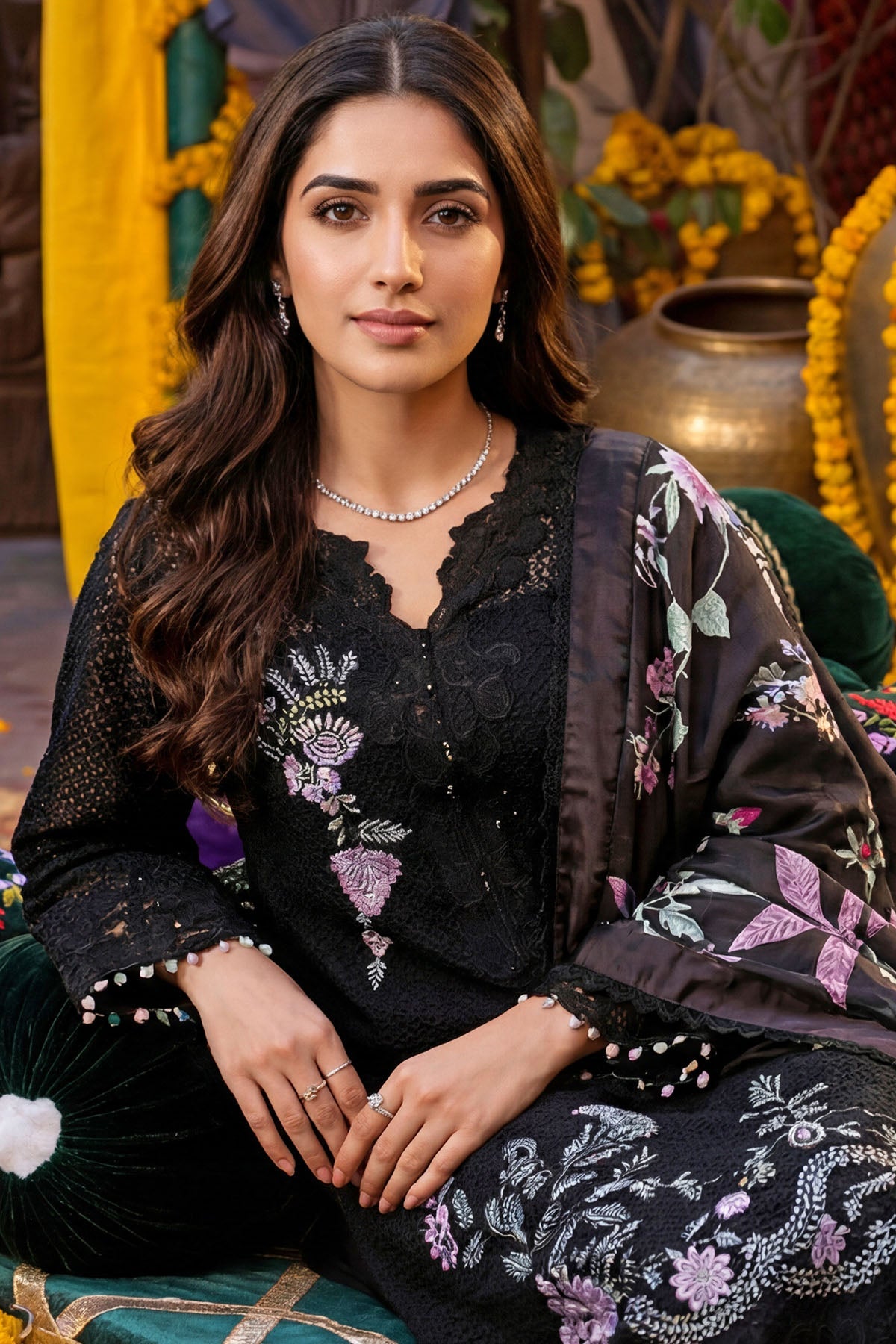 5925-DANDELION EMBROIDERED LAWN STITCHED