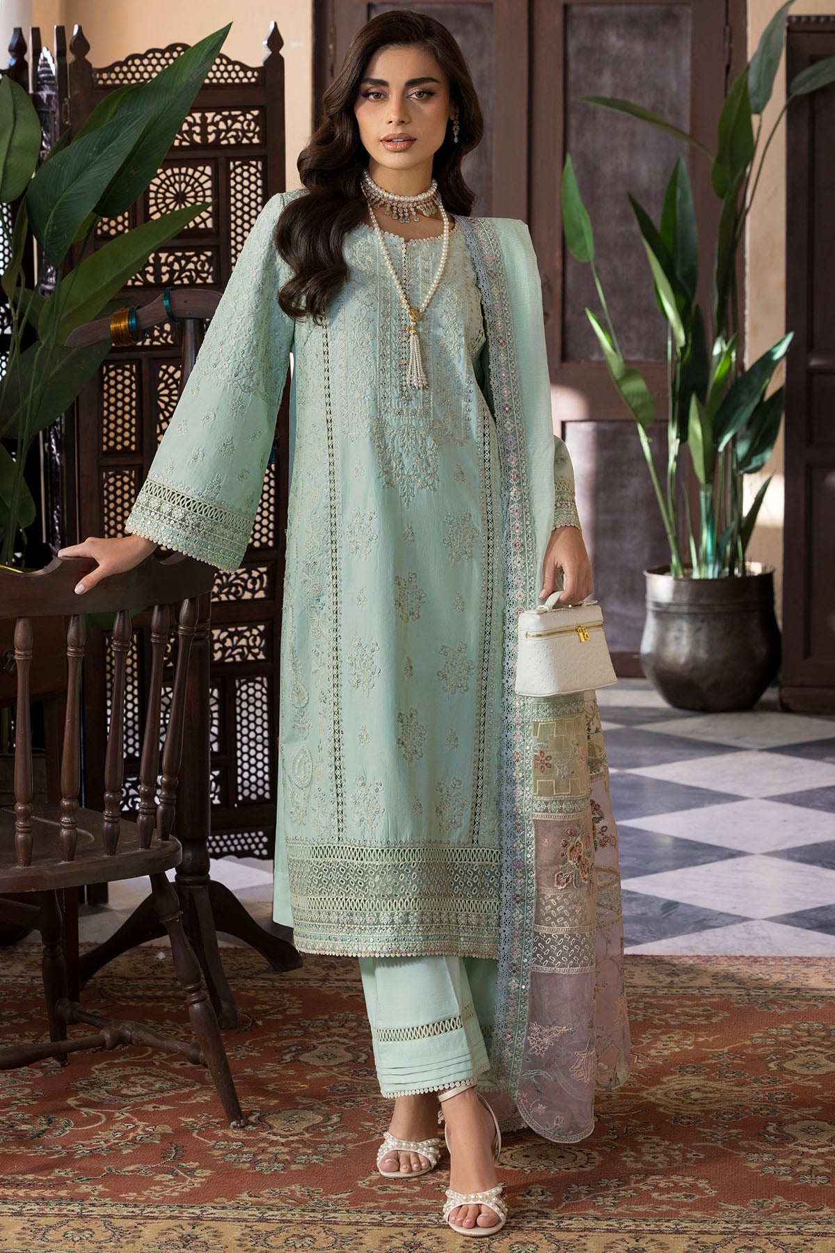 5927-PETALINE EMBROIDERED LAWN STITCHED