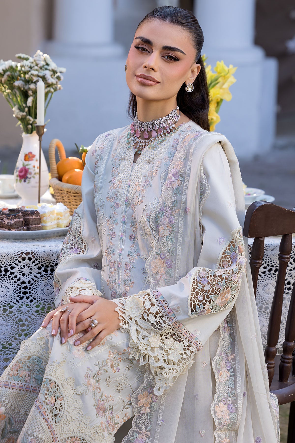 5930-SELIN EMBROIDERED LAWN STITCHED