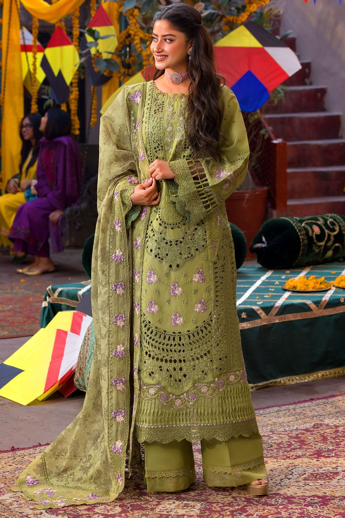 5932-NISA EMBROIDERED LAWN STITCHED
