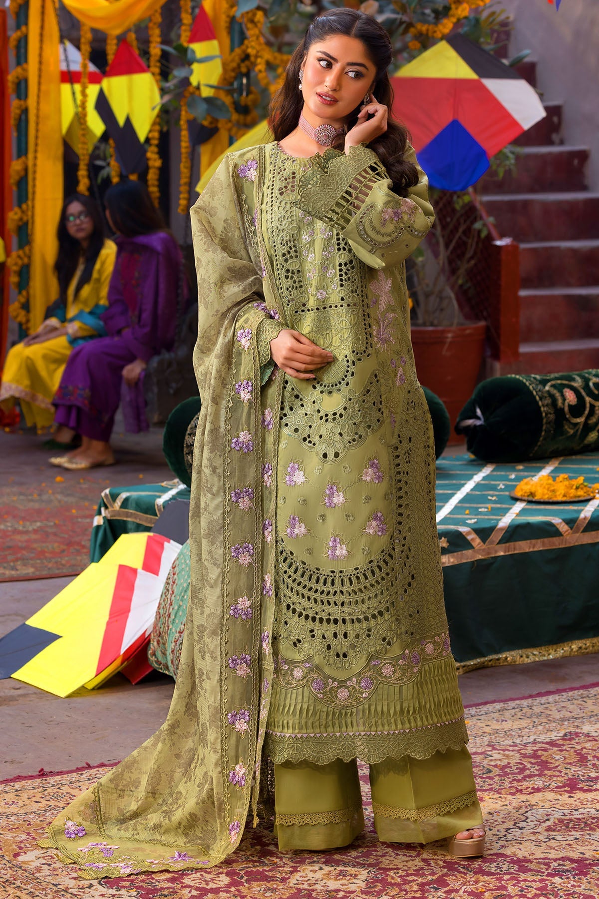 5932-NISA EMBROIDERED LAWN STITCHED