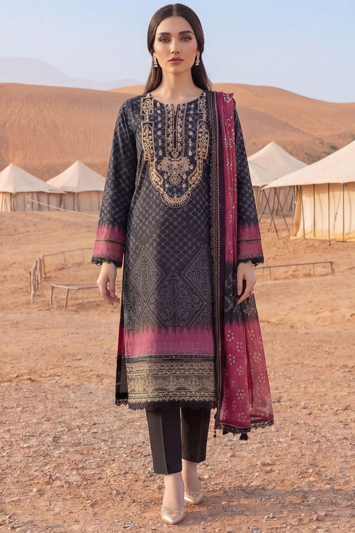 5974-LUSTER EMBROIDERED LAWN UNSTITCHED