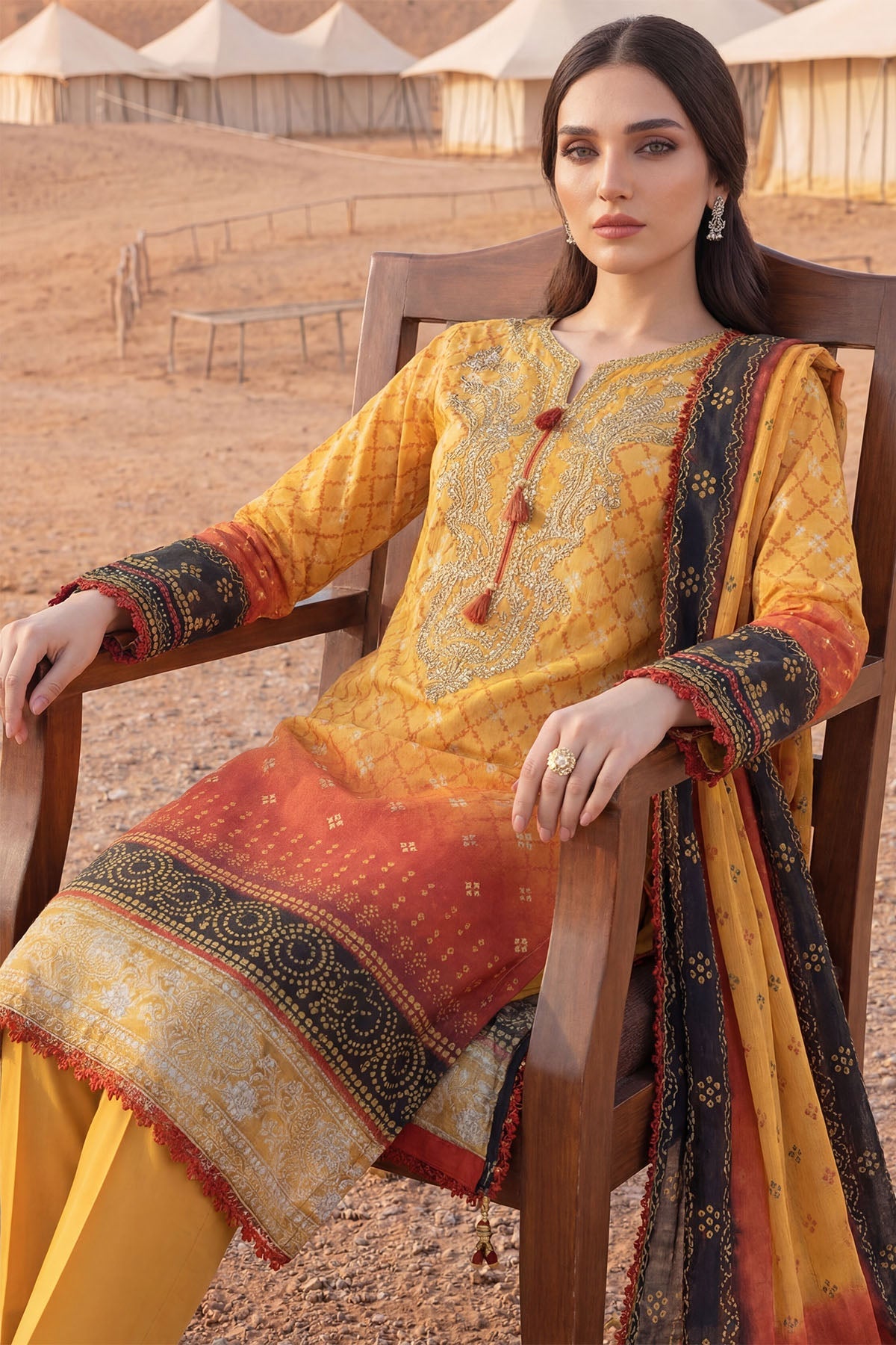 5977-SAFFRON EMBROIDERED LAWN UNSTITCHED