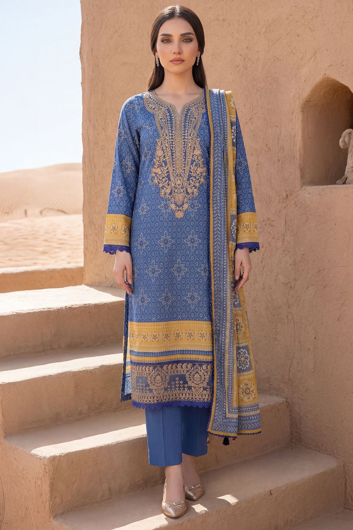 5979-LATTE GLOW EMBROIDERED LAWN UNSTITCHED