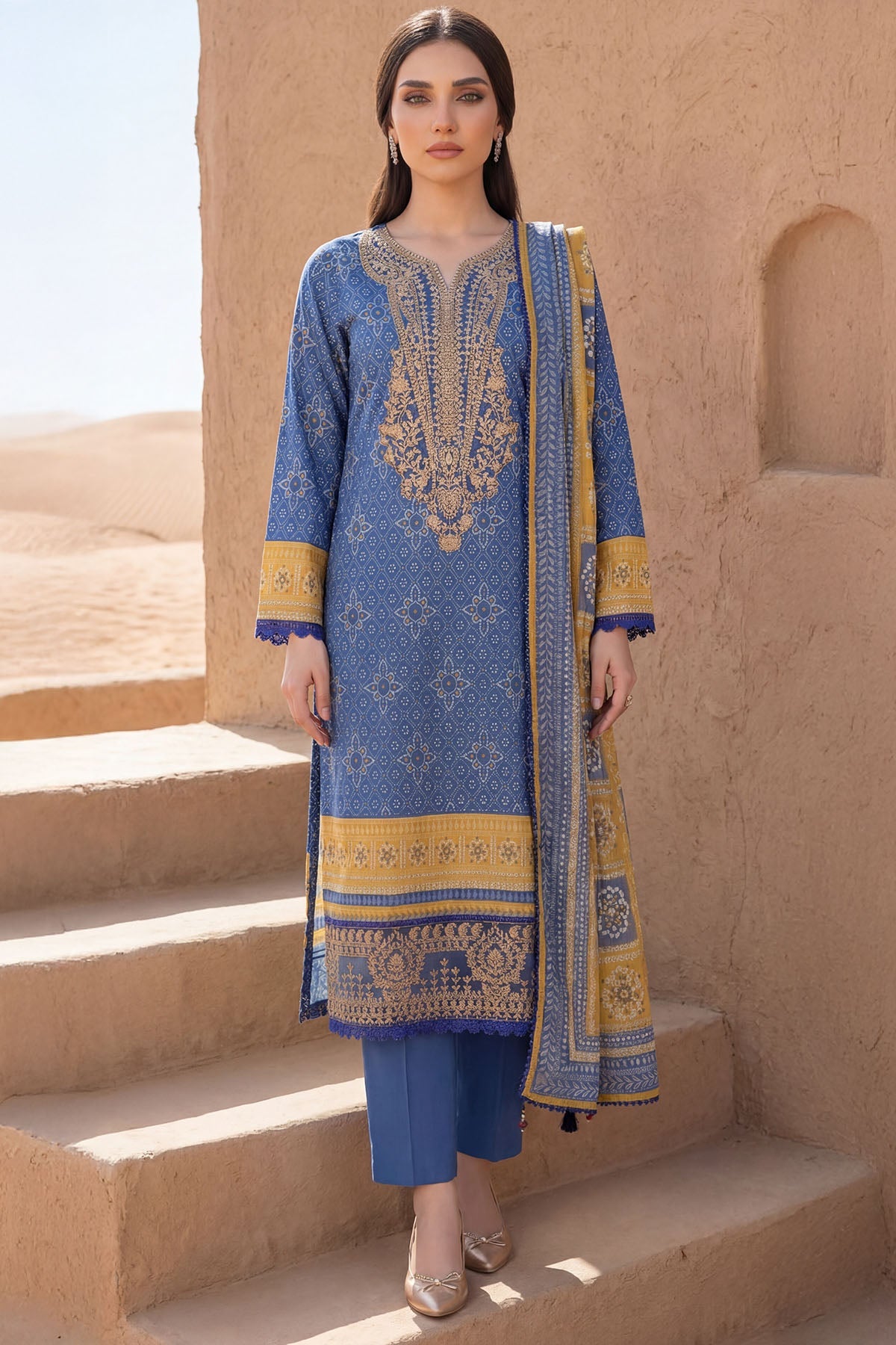 5979-LATTE GLOW EMBROIDERED LAWN UNSTITCHED
