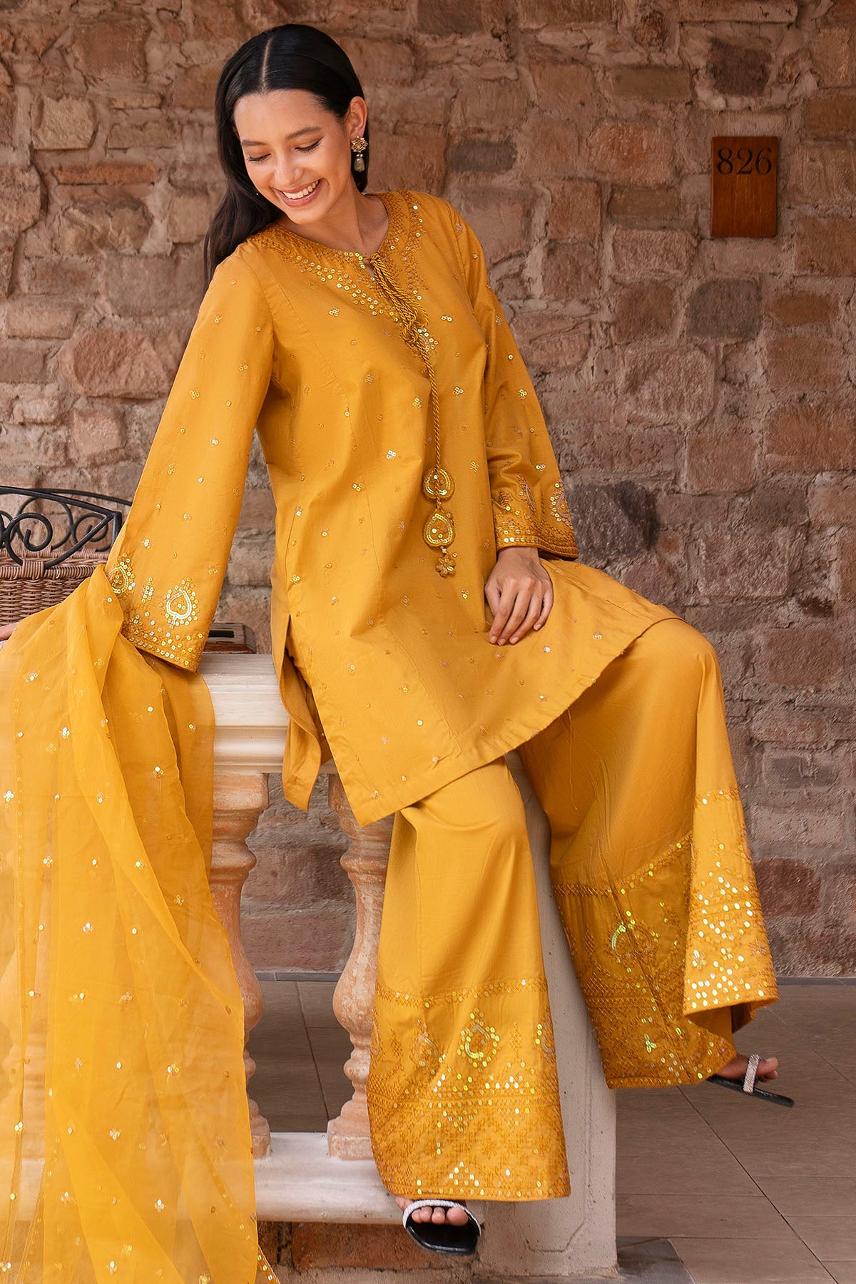 5996-LAMPONE EMBROIDERED LAWN STITCHED