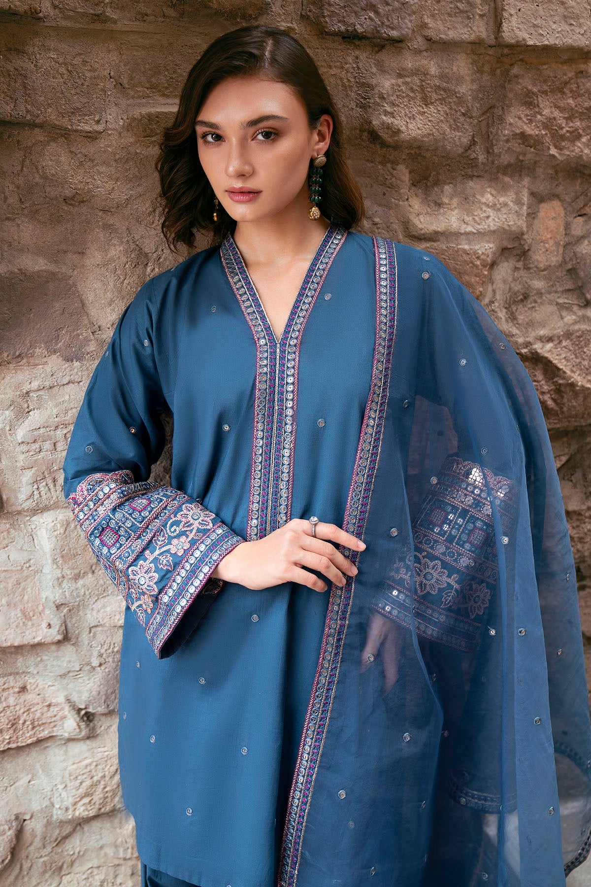 5998-ANANAS EMBROIDERED LAWN STITCHED