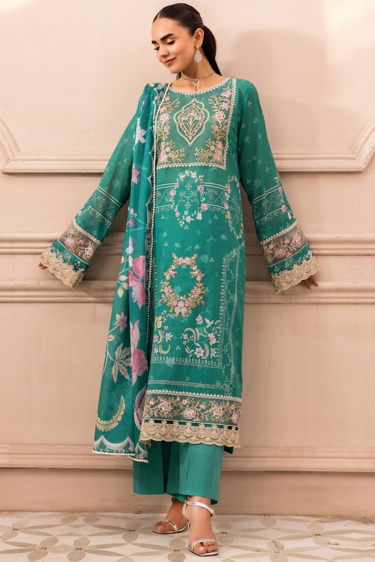 6011-MOONLIT EMBROIDERED LAWN STITCHED