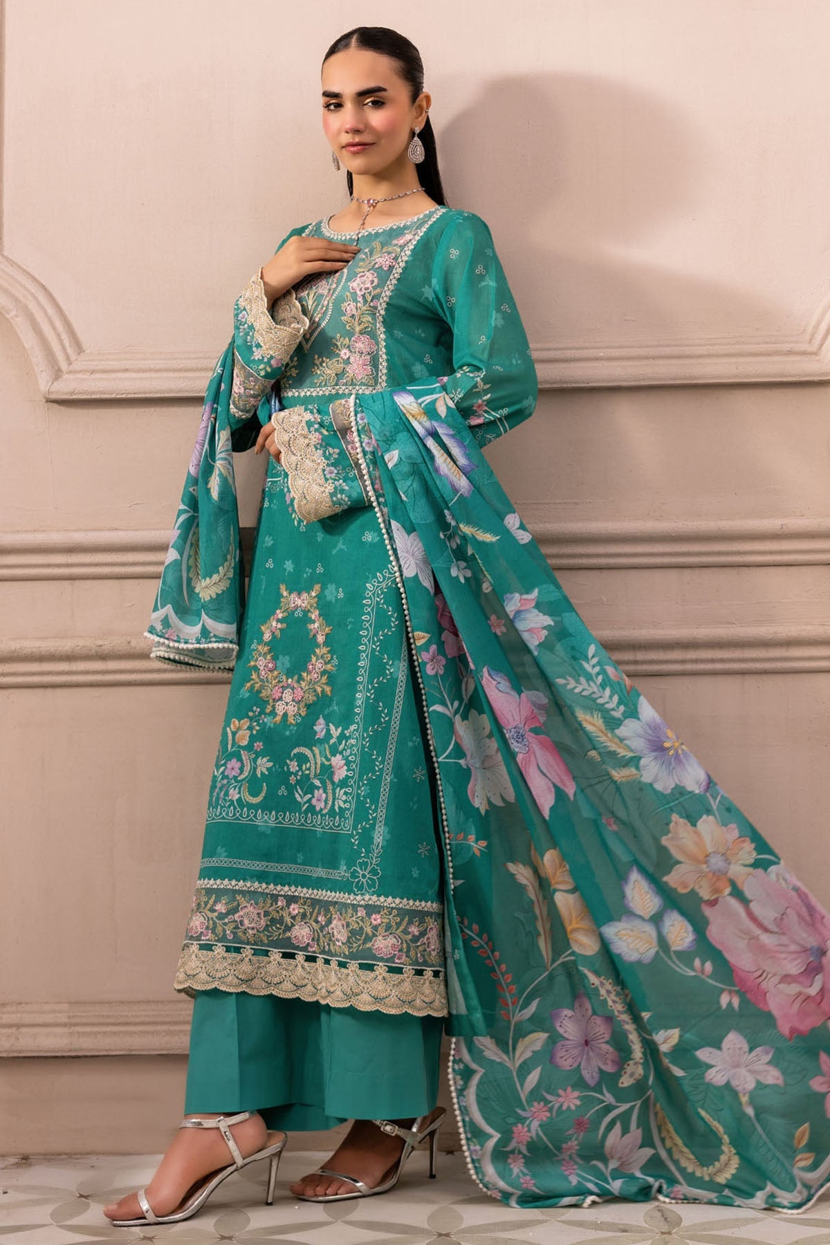 6011-MOONLIT EMBROIDERED LAWN STITCHED