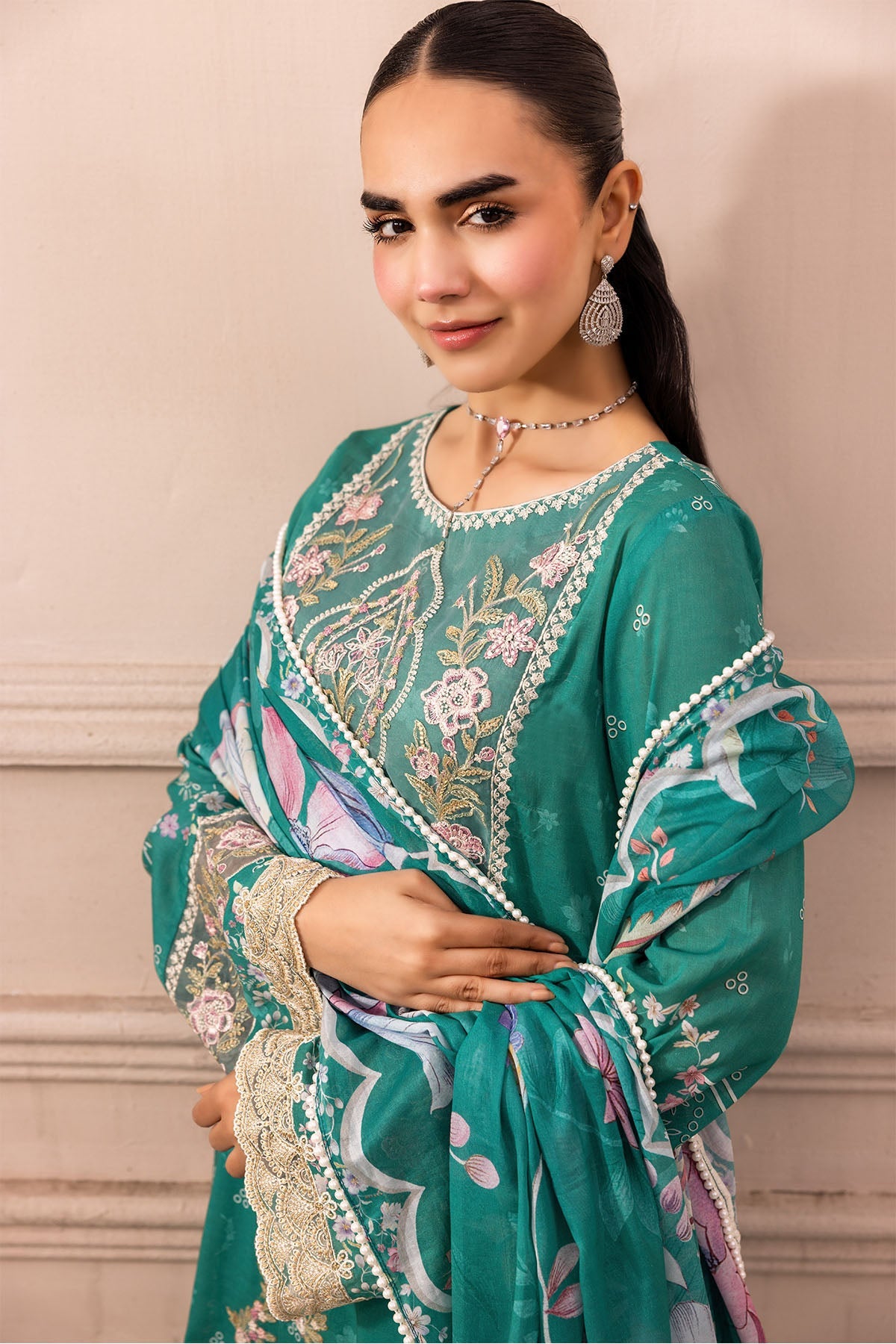 6011-MOONLIT EMBROIDERED LAWN STITCHED