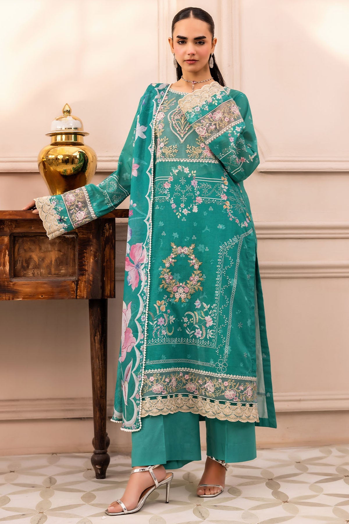 6011-MOONLIT EMBROIDERED LAWN STITCHED