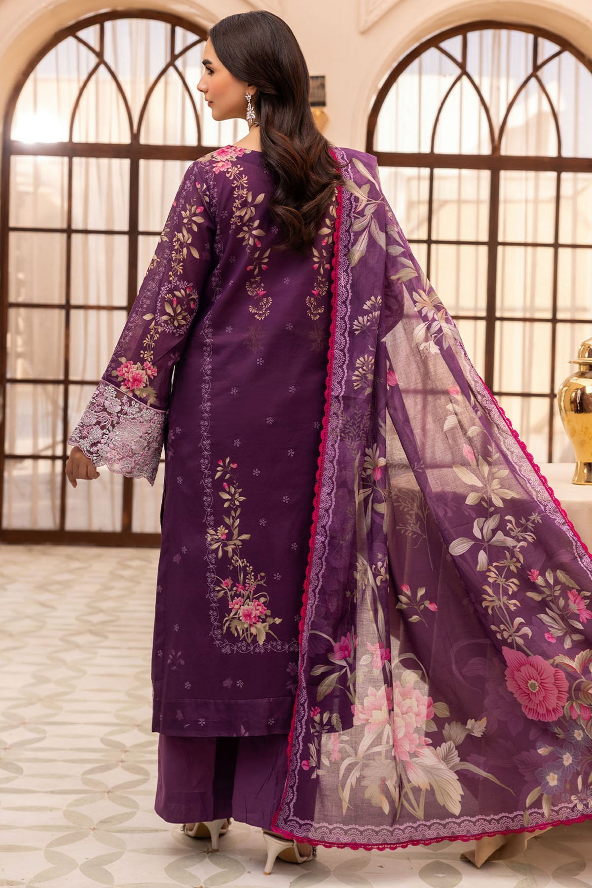 6017-ROSEATE EMBROIDERED LAWN UNSTITCHED