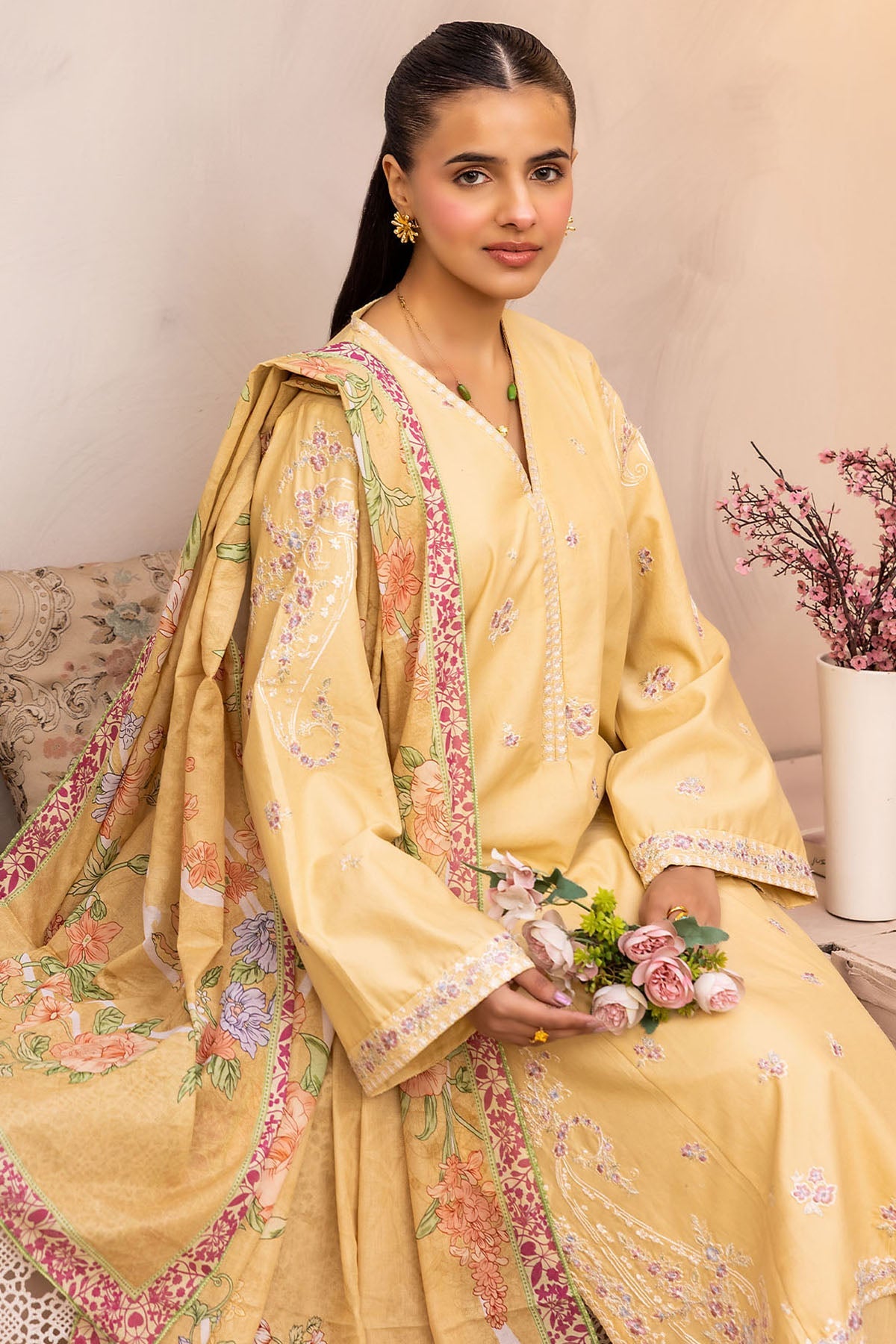 6034-MEERSHA EMBROIDERED LAWN UNSTITCHED