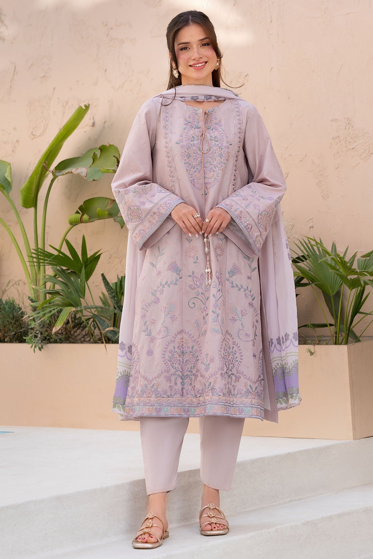 6062-INDIGO EMBROIDERED LAWN STITCHED