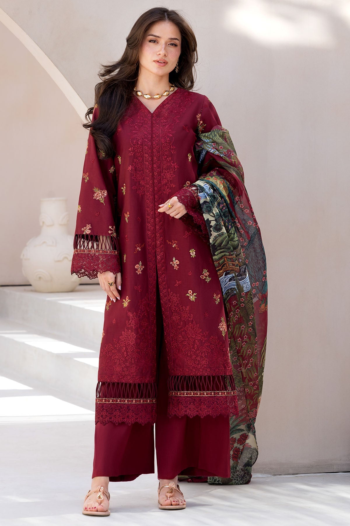 6066-CANDENCE EMBROIDERED LAWN STITCHED