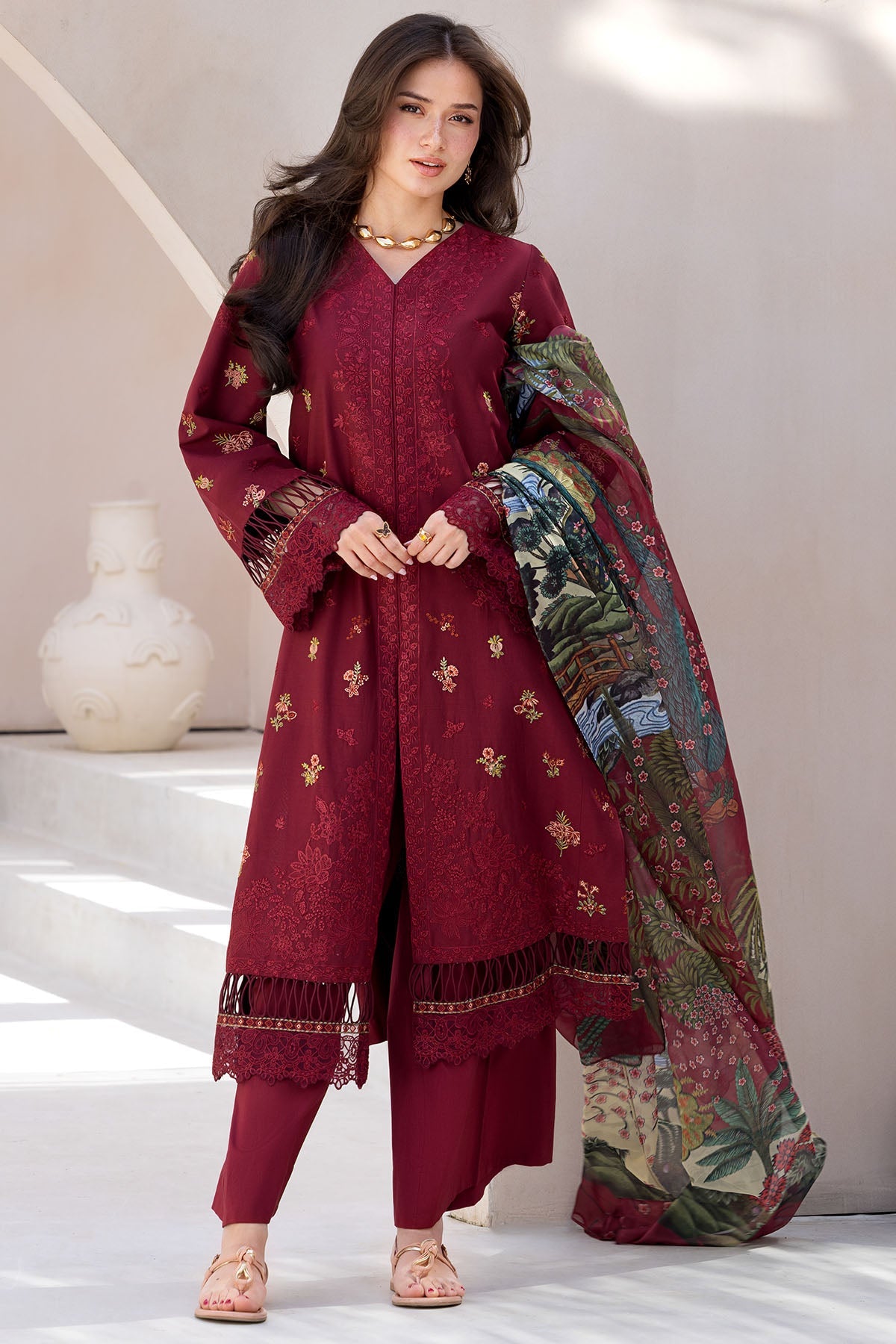 6066-CANDENCE EMBROIDERED LAWN STITCHED