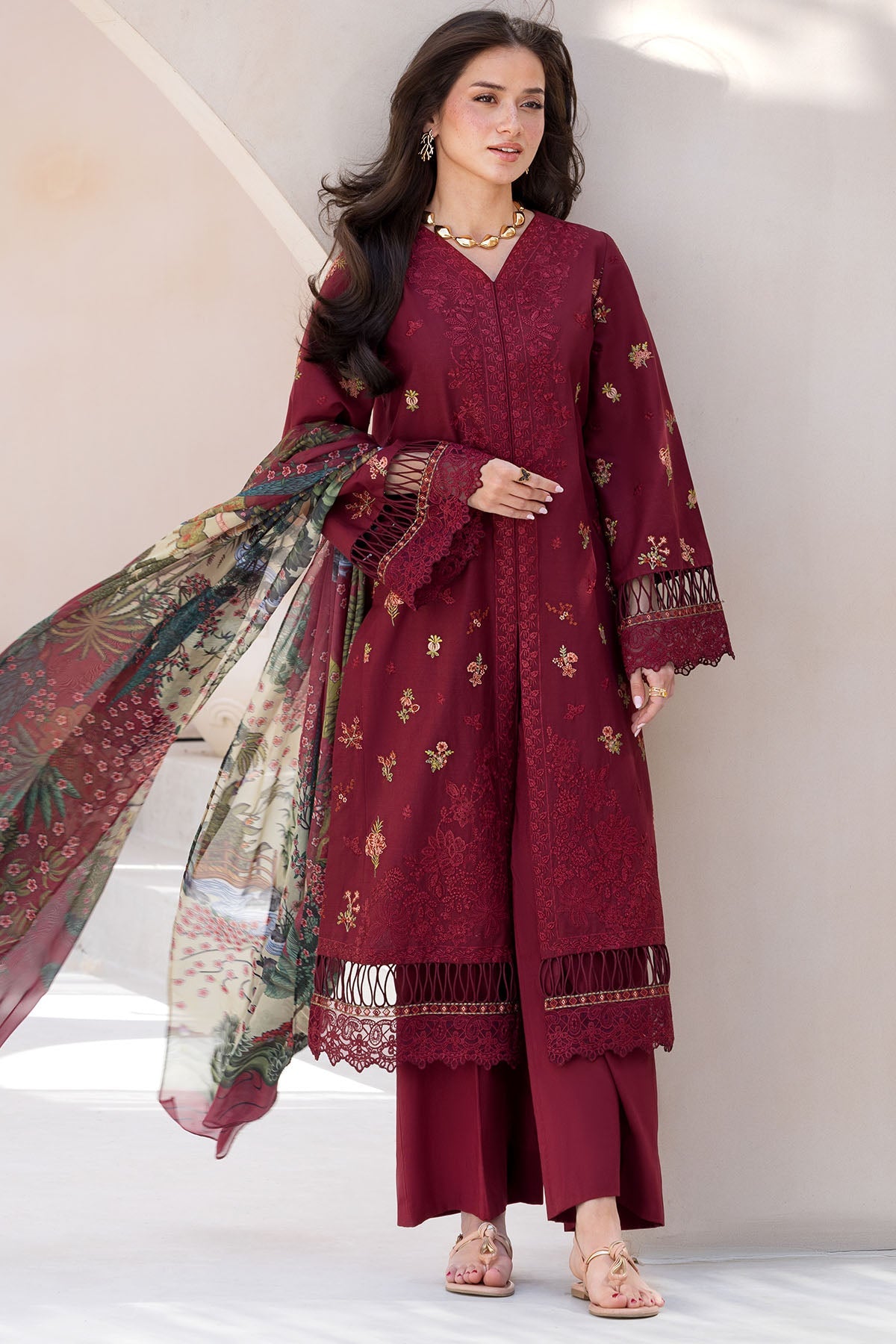 6066-CANDENCE EMBROIDERED LAWN STITCHED