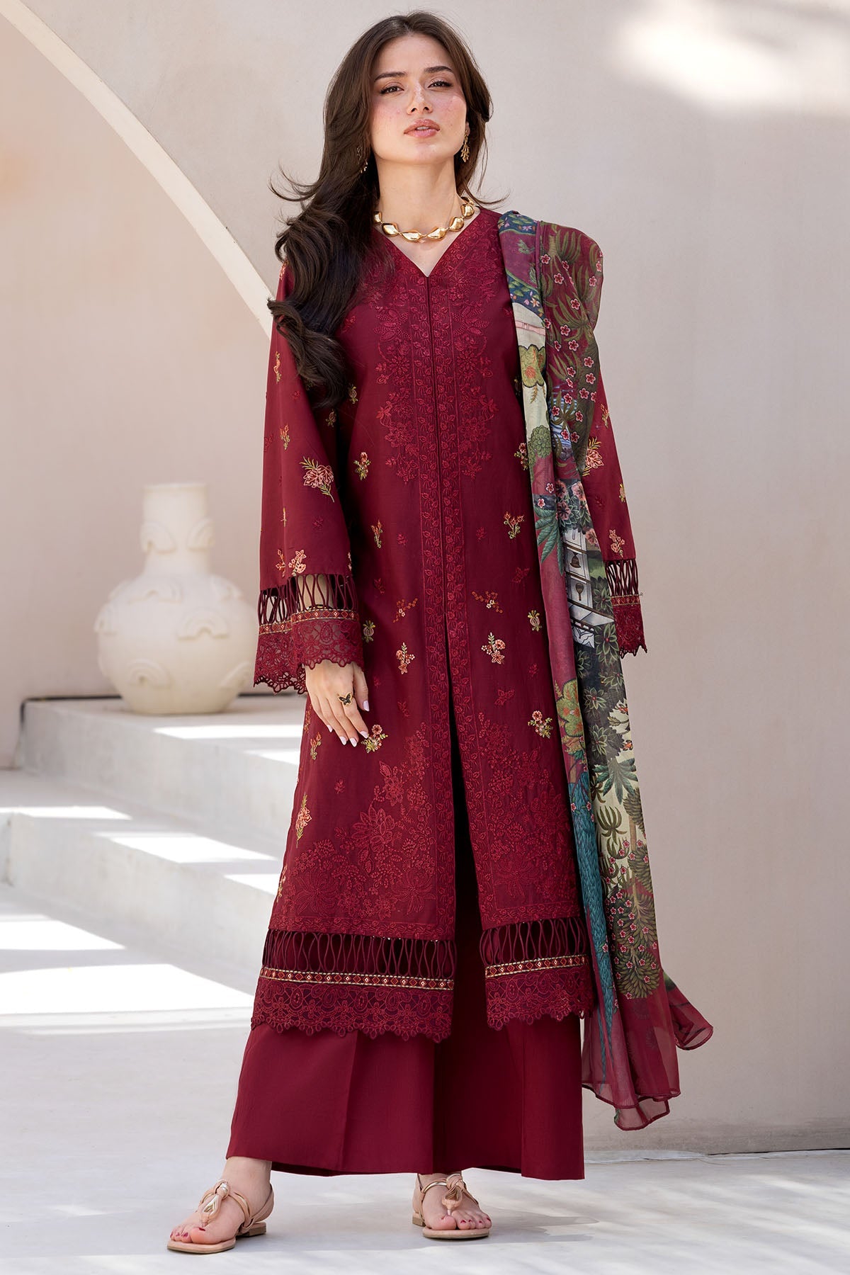 6066-CANDENCE EMBROIDERED LAWN STITCHED