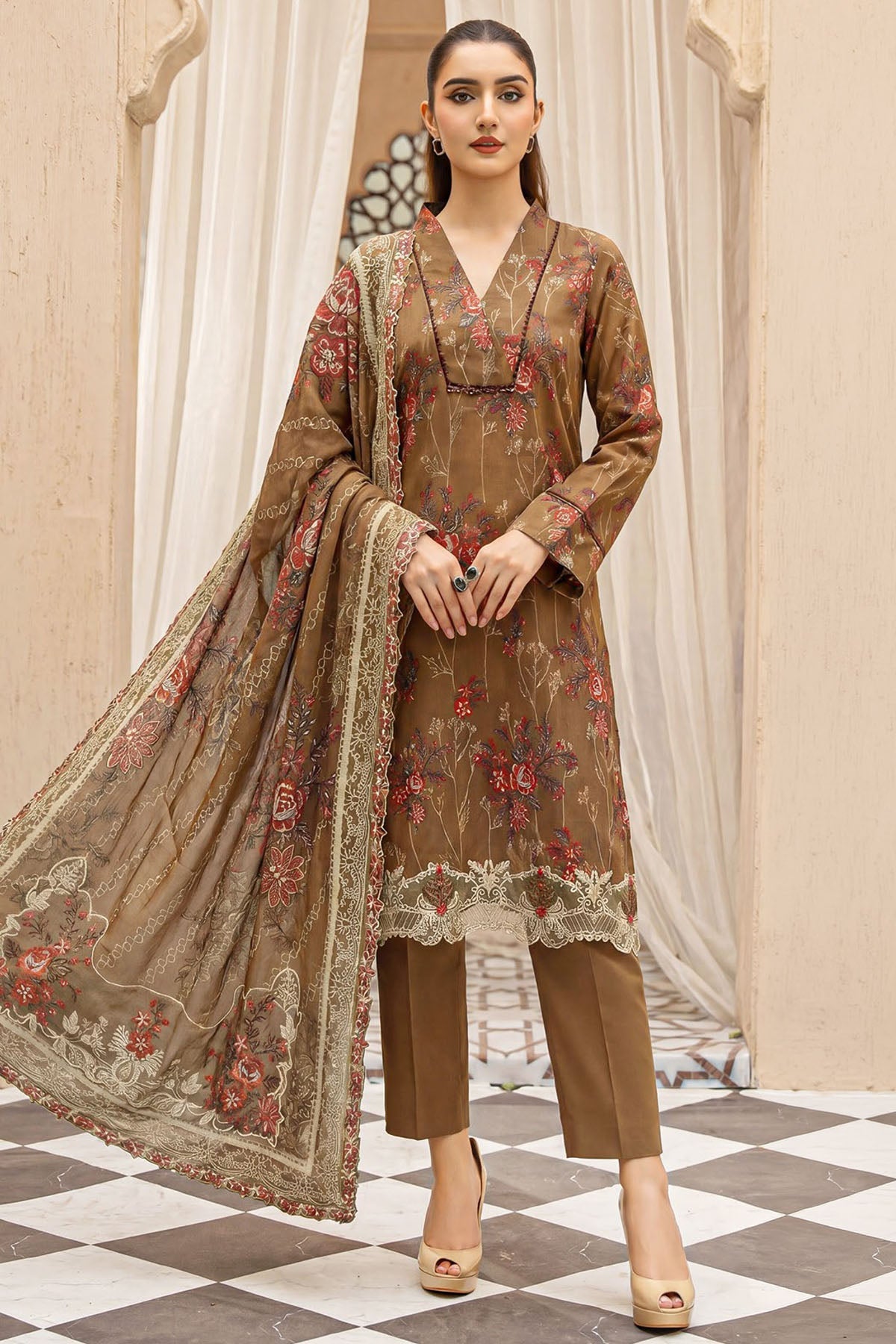 6084-DIRA EMBROIDERED LAWN UNSTITCHED