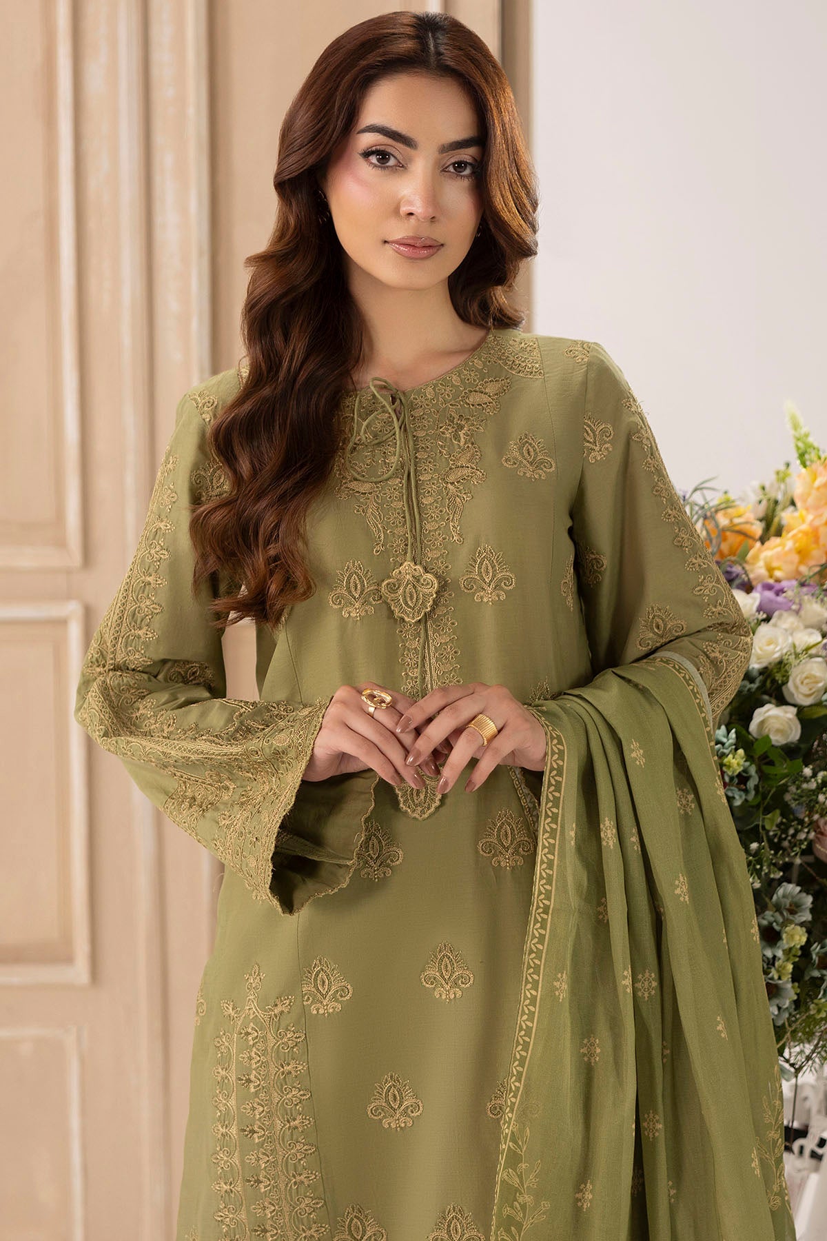 6106-PESCA EMBROIDERED LAWN STITCHED