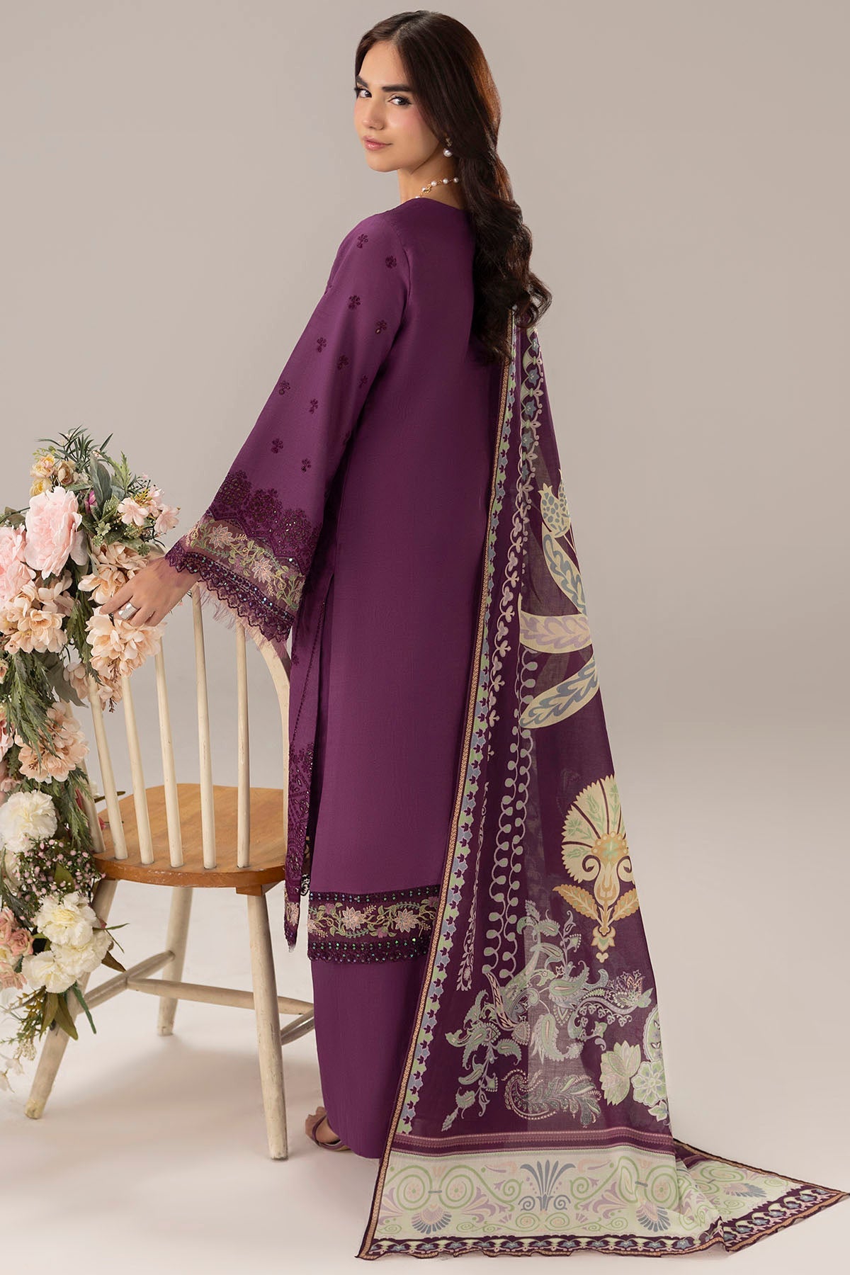 6108-MULBURRY EMBROIDERED LAWN STITCHED