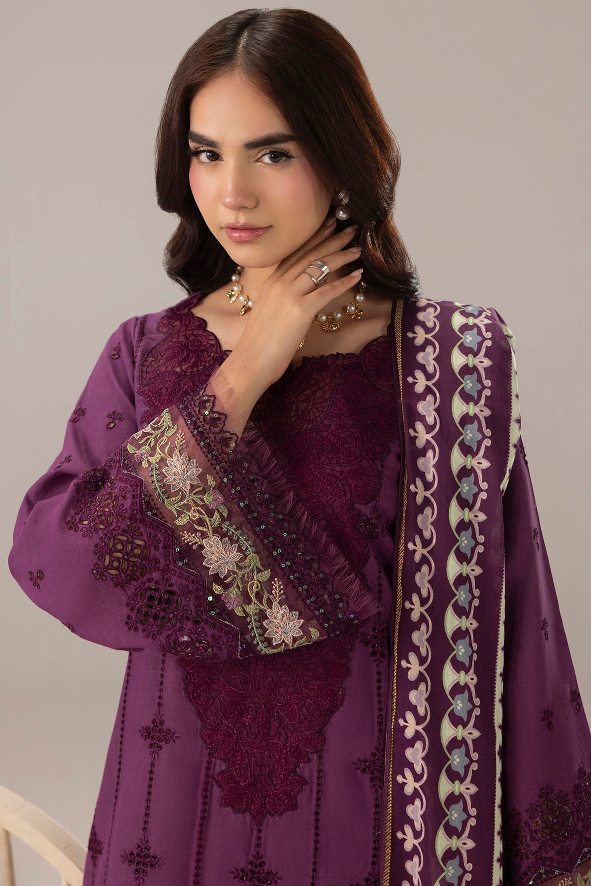 6108-MULBURRY EMBROIDERED LAWN STITCHED