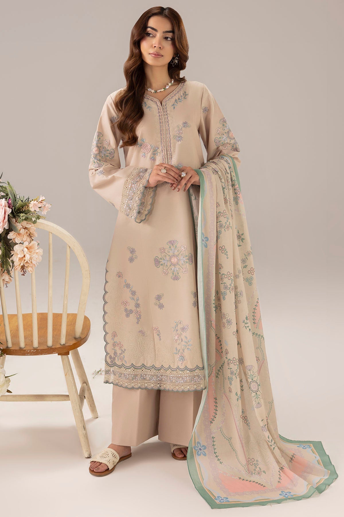 6111-POMPELMO EMBROIDERED LAWN UNSTITCHED